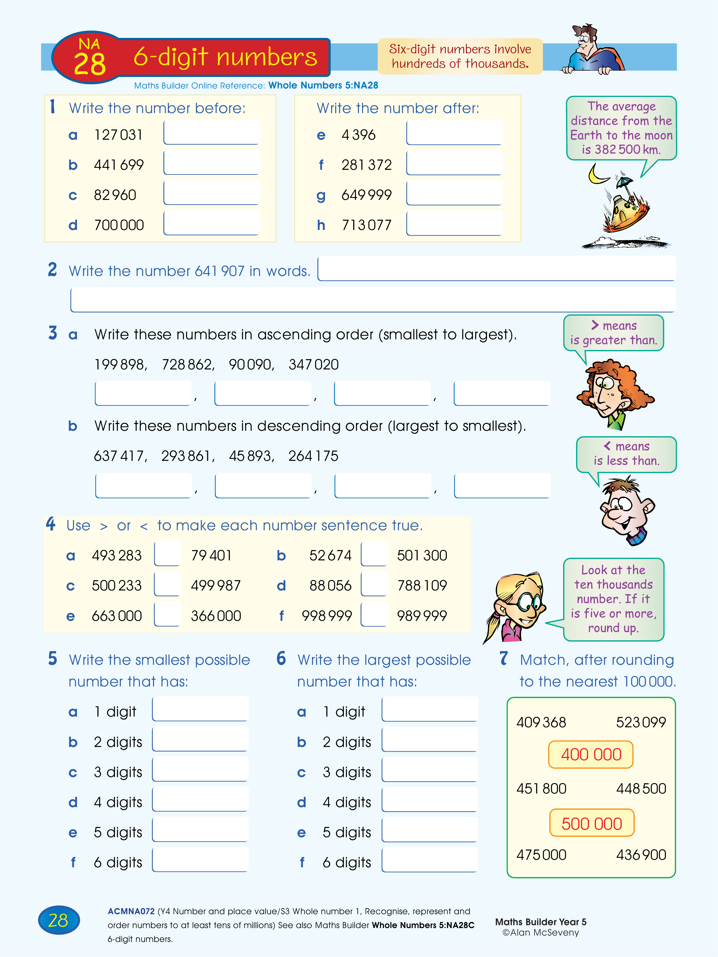 6-digit numbers — worksheet preview