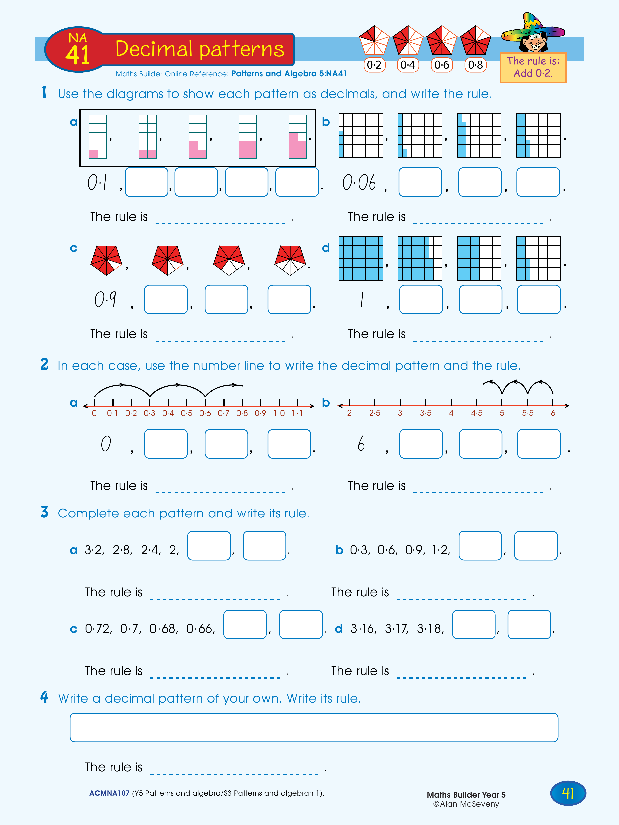 Decimal patterns — worksheet preview