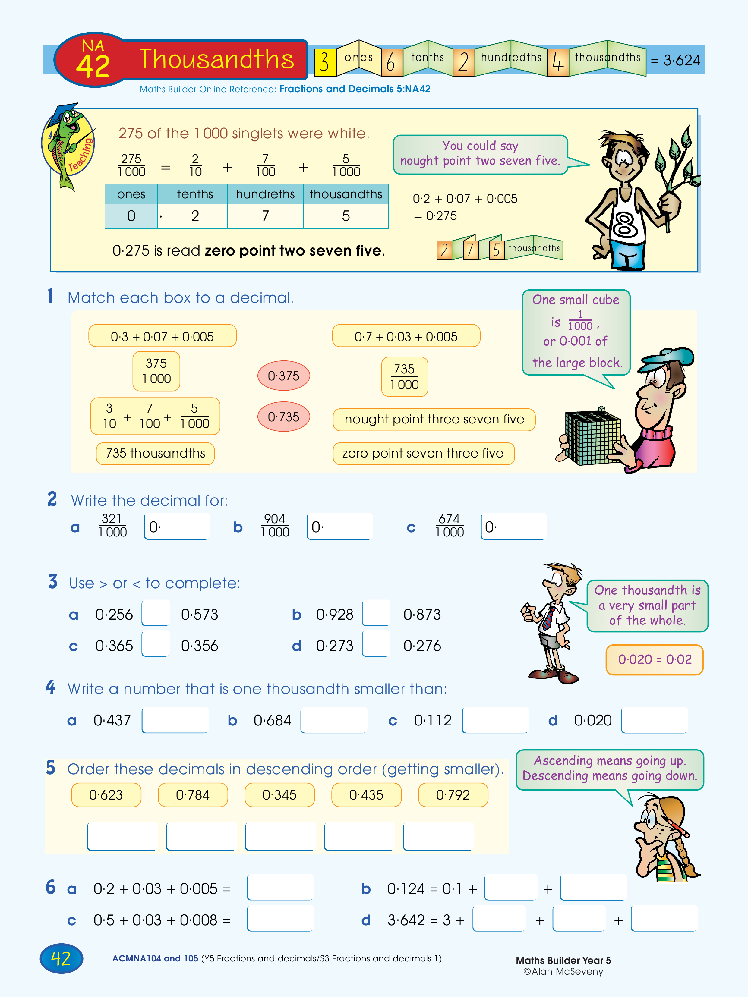 Thousandths — worksheet preview