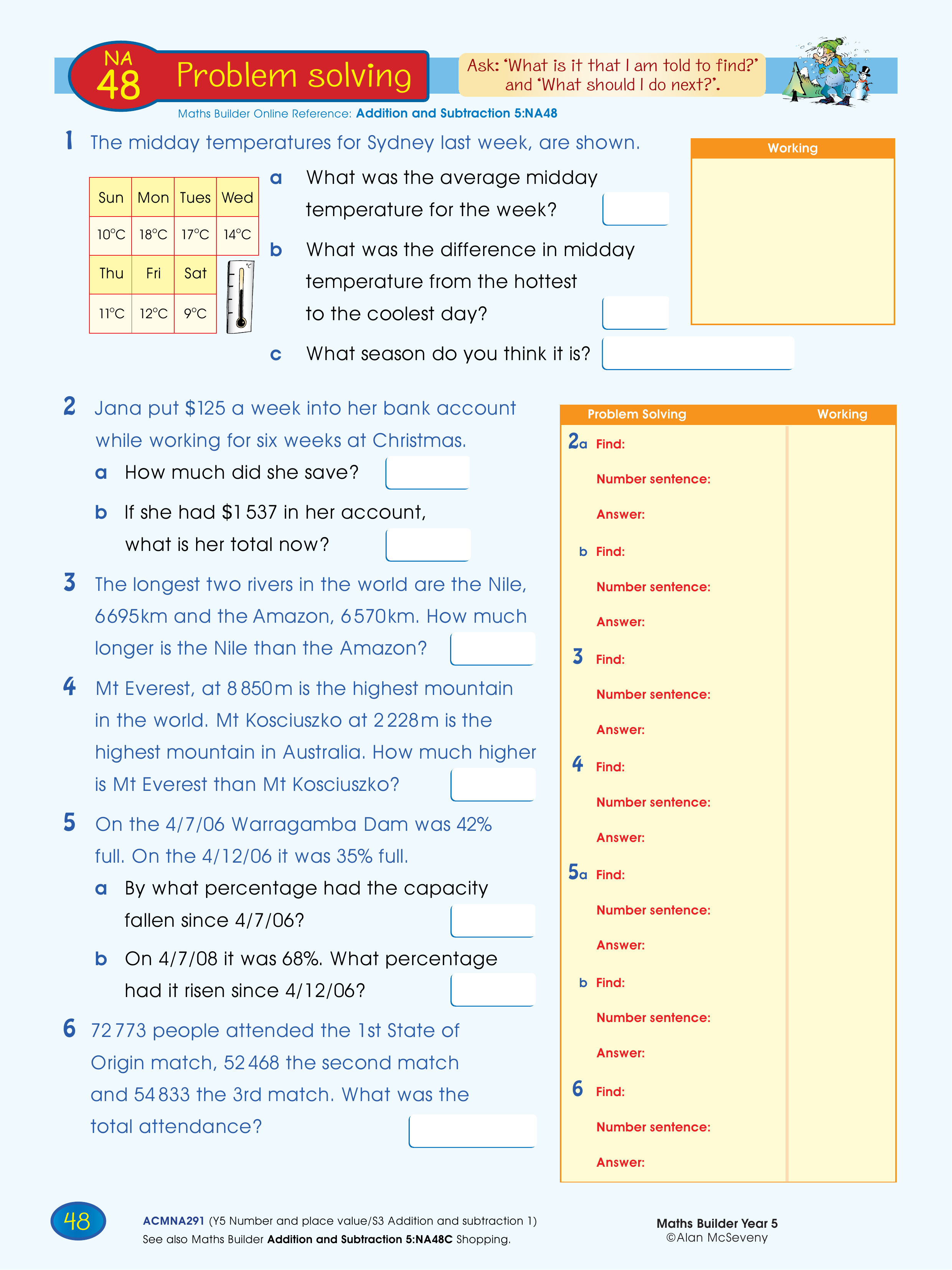 Problem solving — worksheet preview