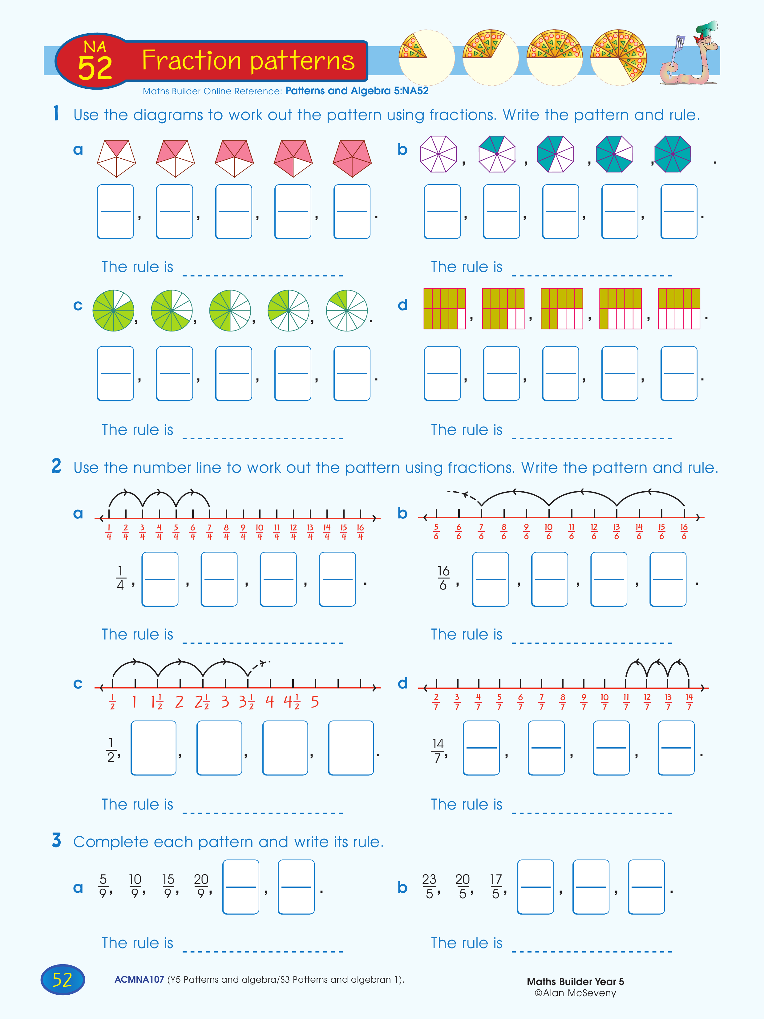 Fraction patterns — worksheet preview