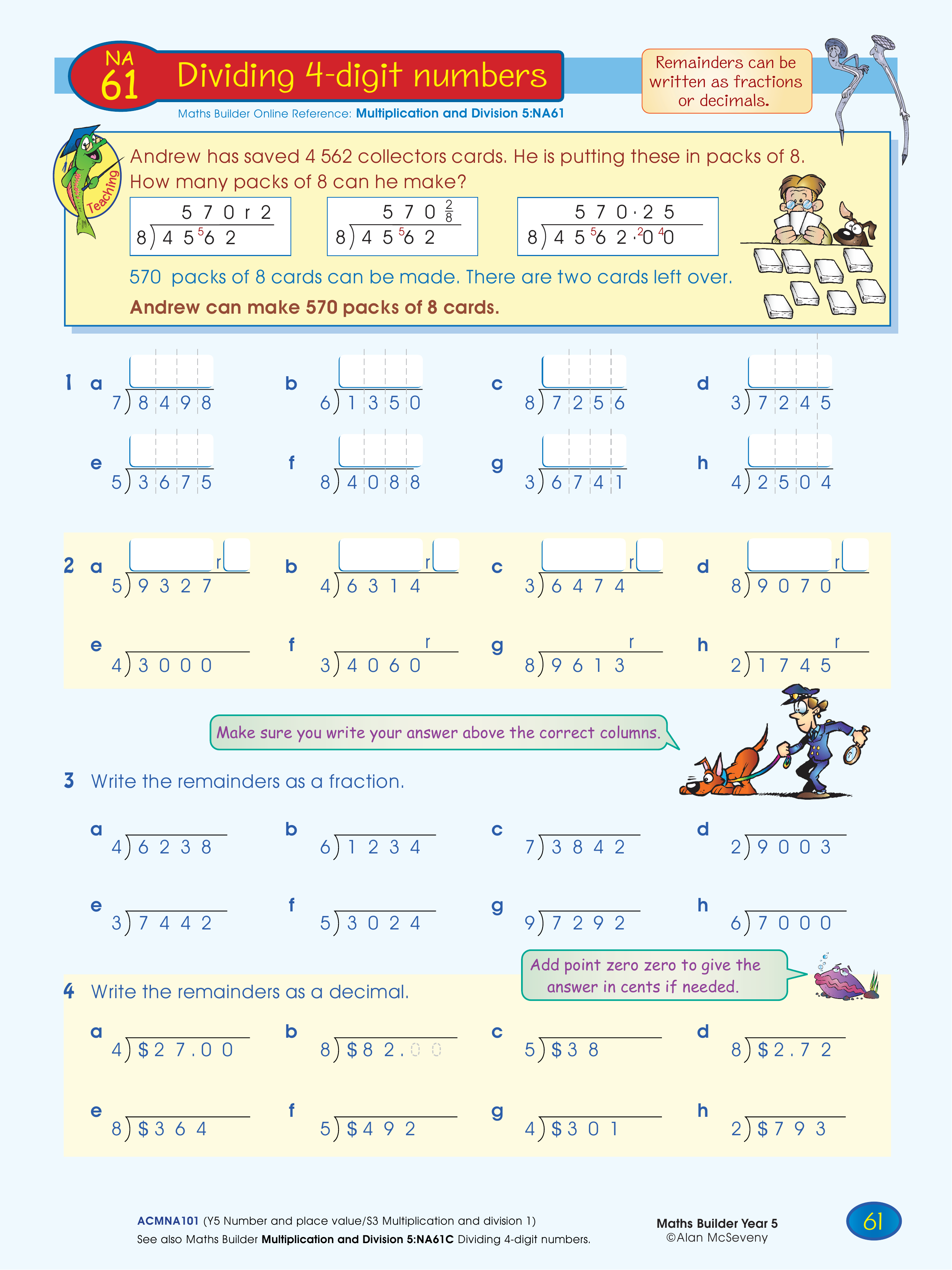 Dividing 4-digit numbers — worksheet preview