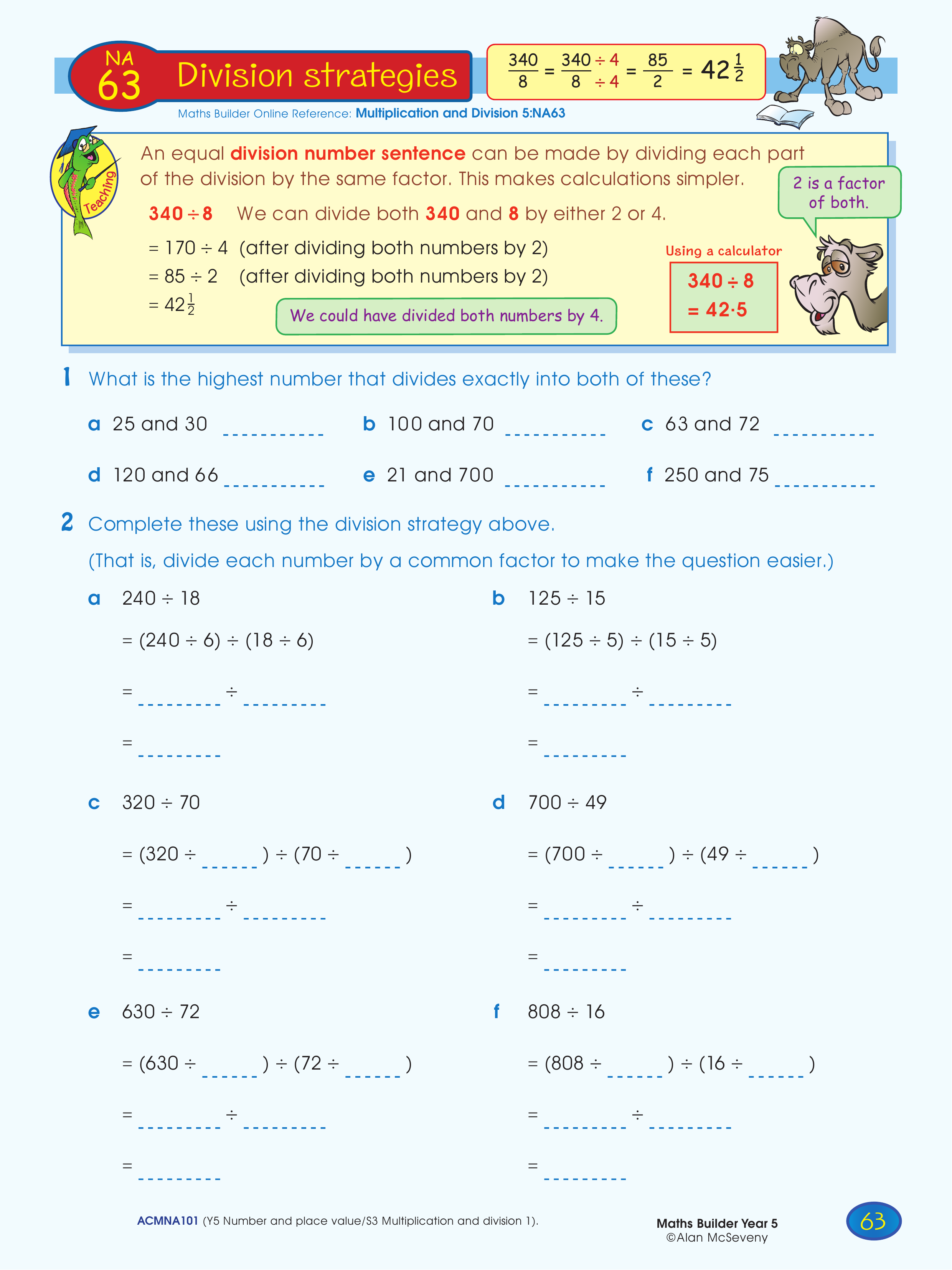 Division strategies — worksheet preview