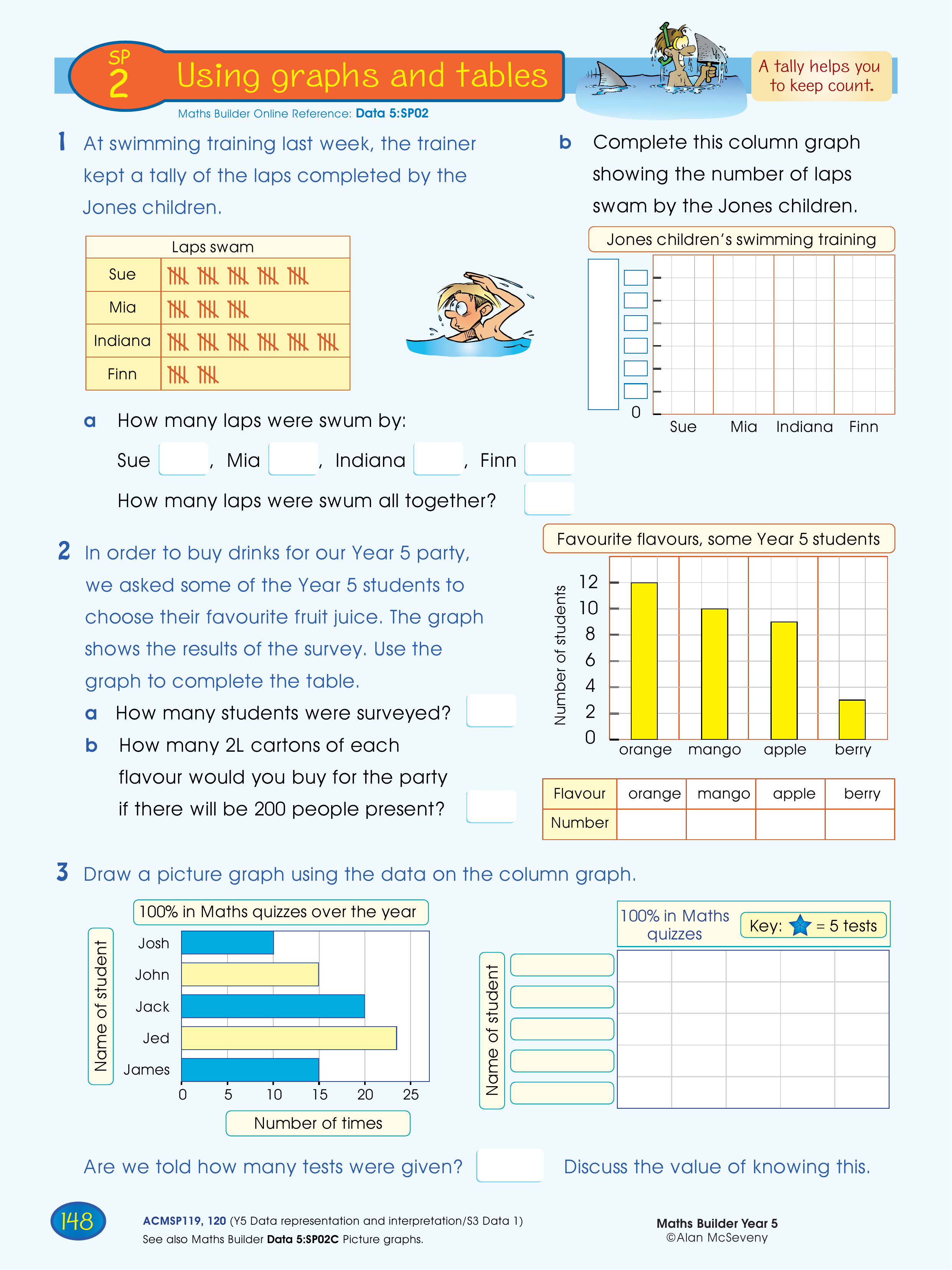Using graphs and tables — worksheet preview