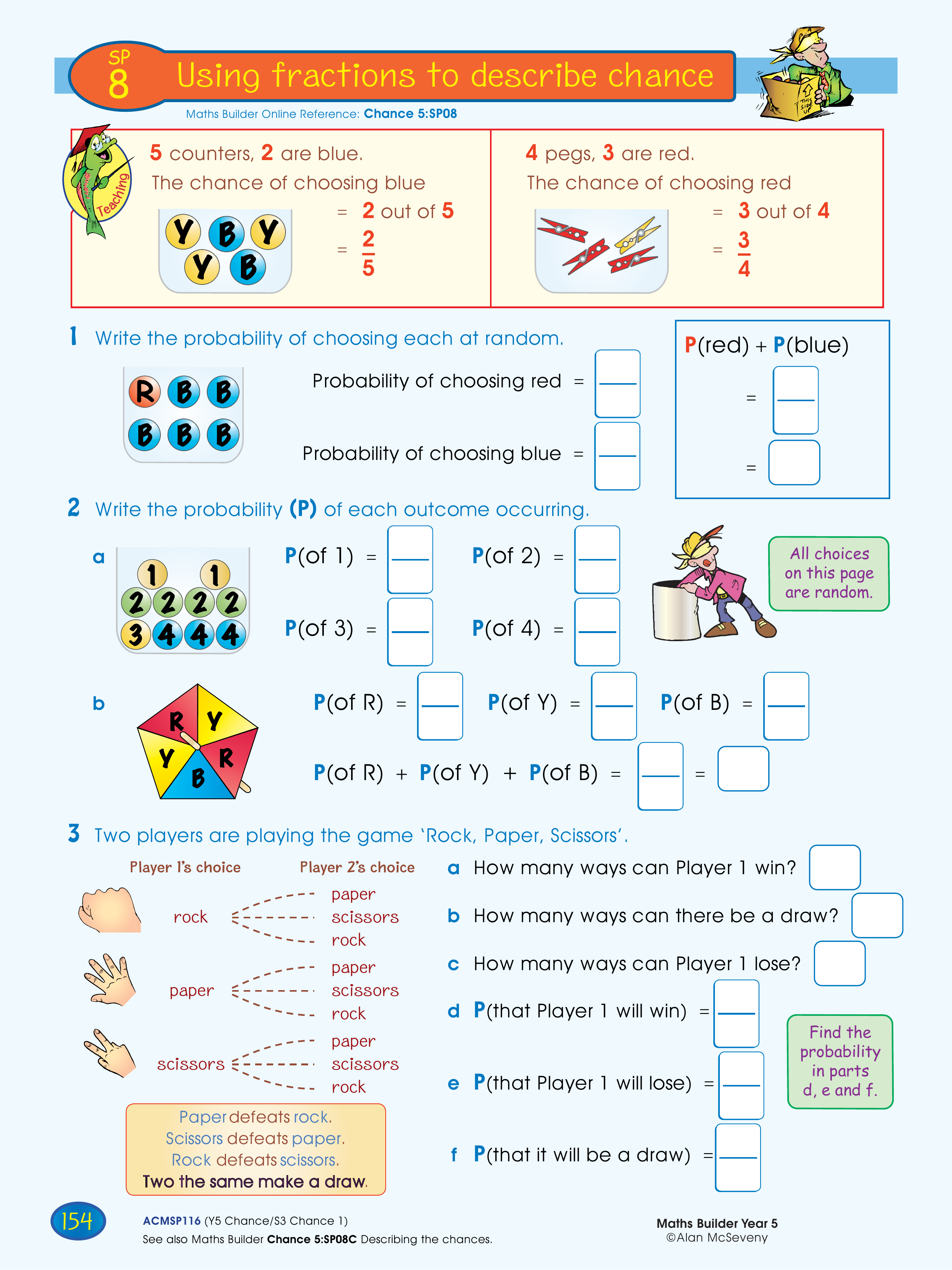 Using fractions to describe chance — worksheet preview