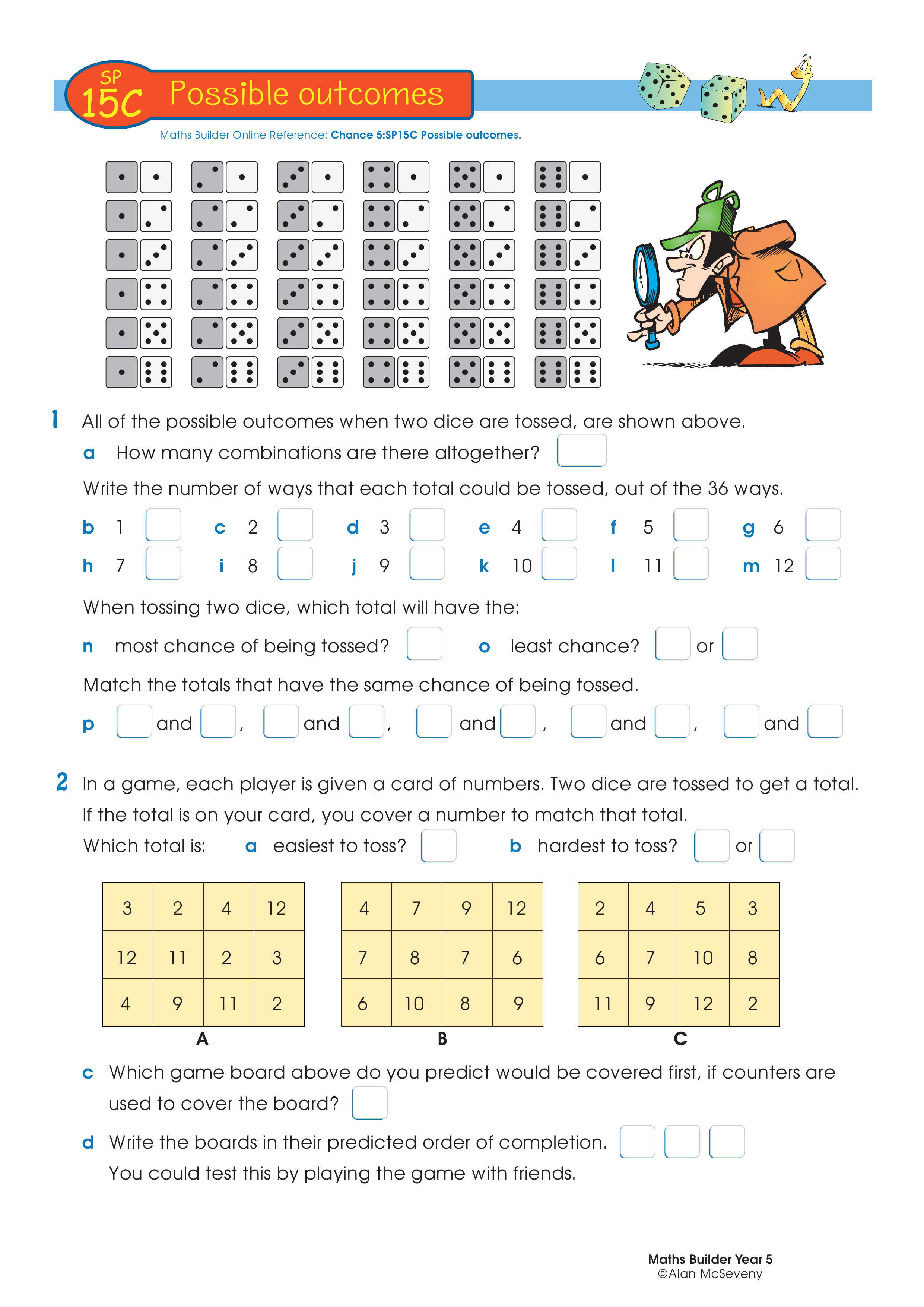 Possible outcomes — worksheet preview