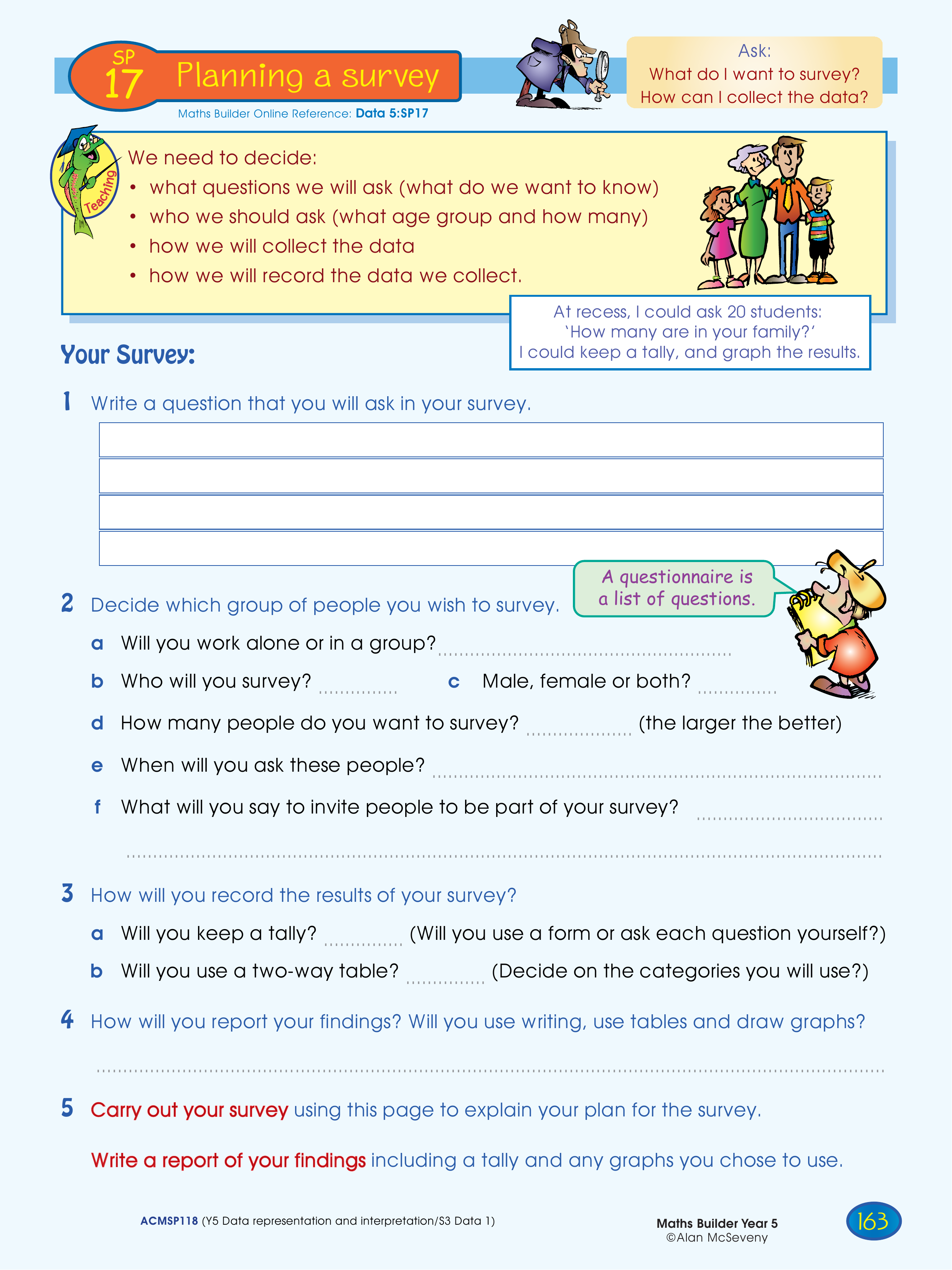 Planning a survey — worksheet preview