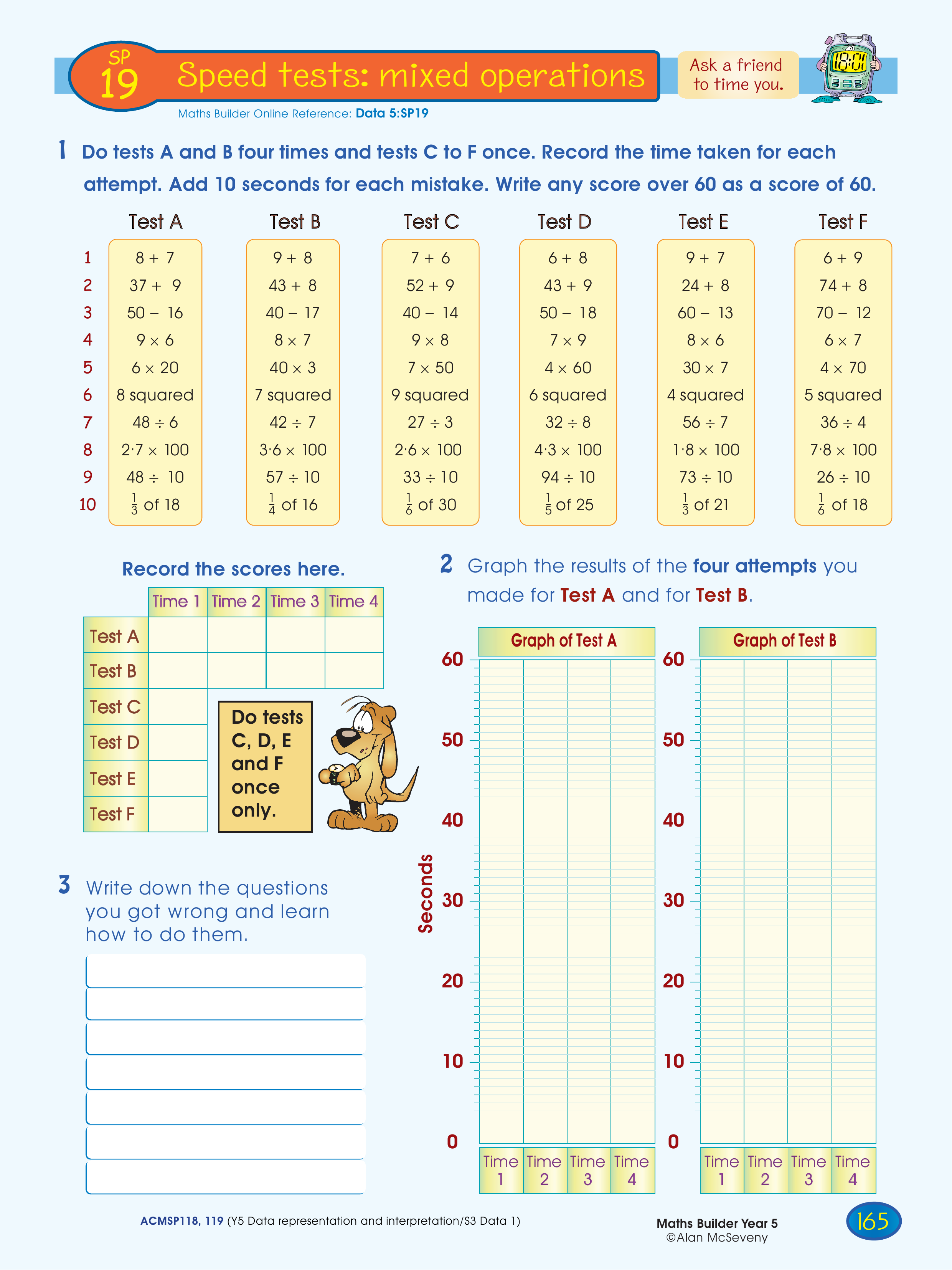 Speed tests: mixed operations — worksheet preview