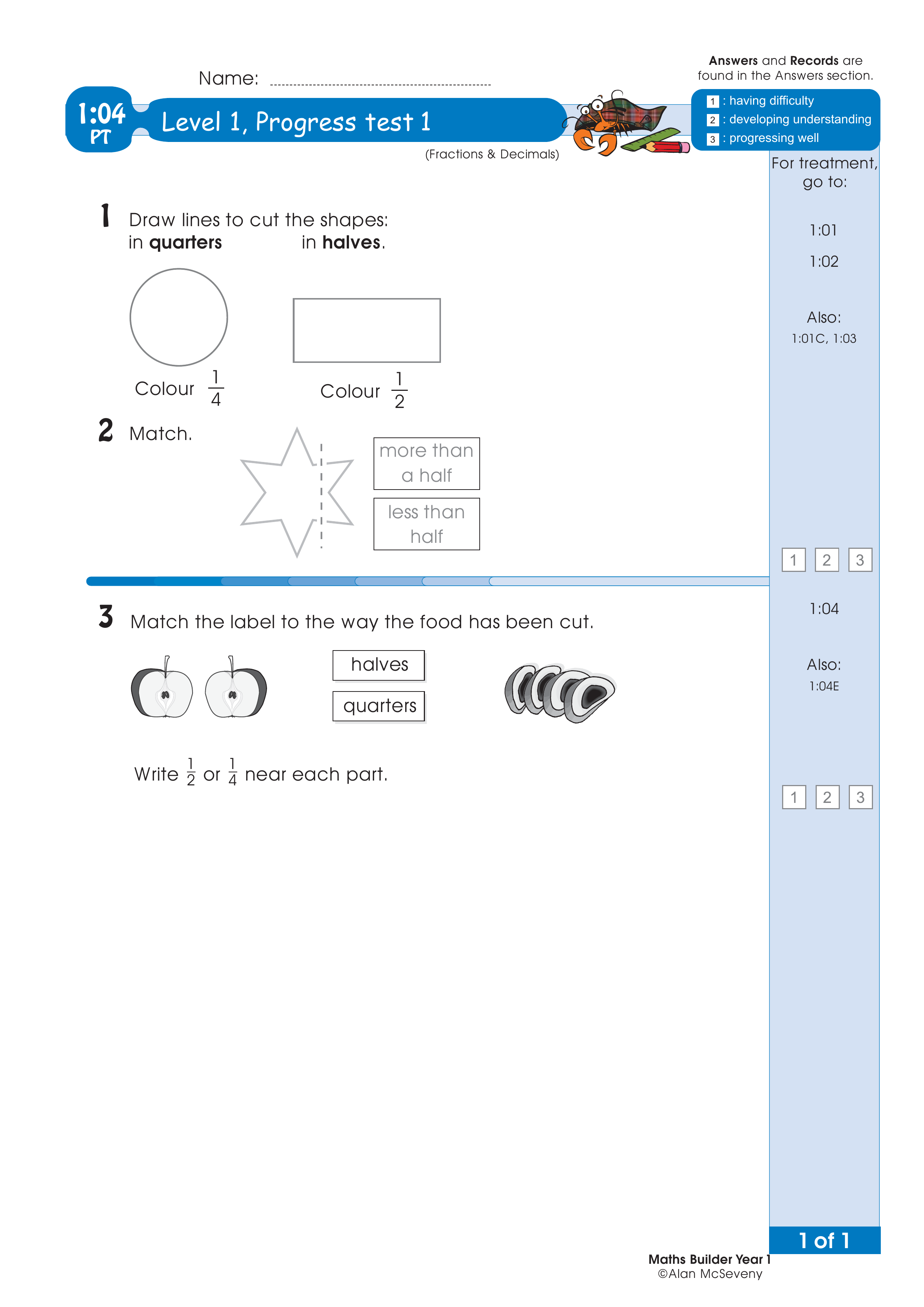Progress test — worksheet preview