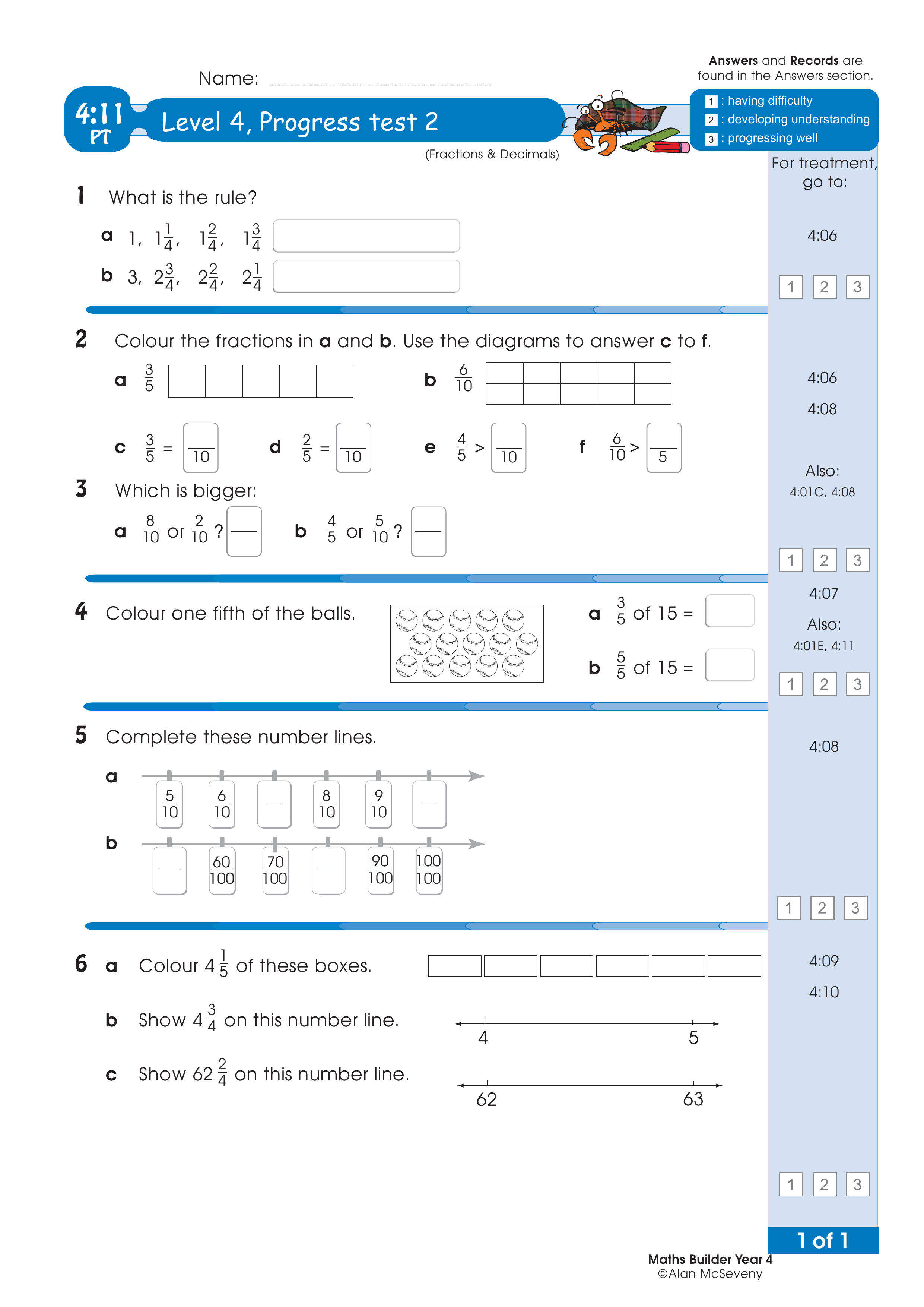 Progress test — worksheet preview