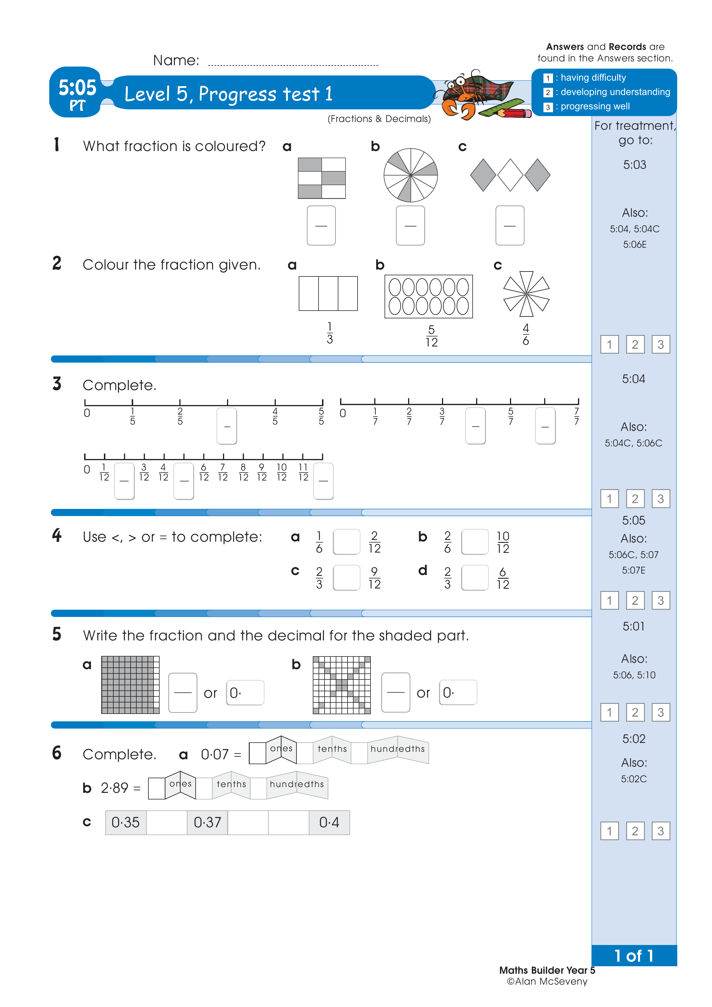Progress test — worksheet preview