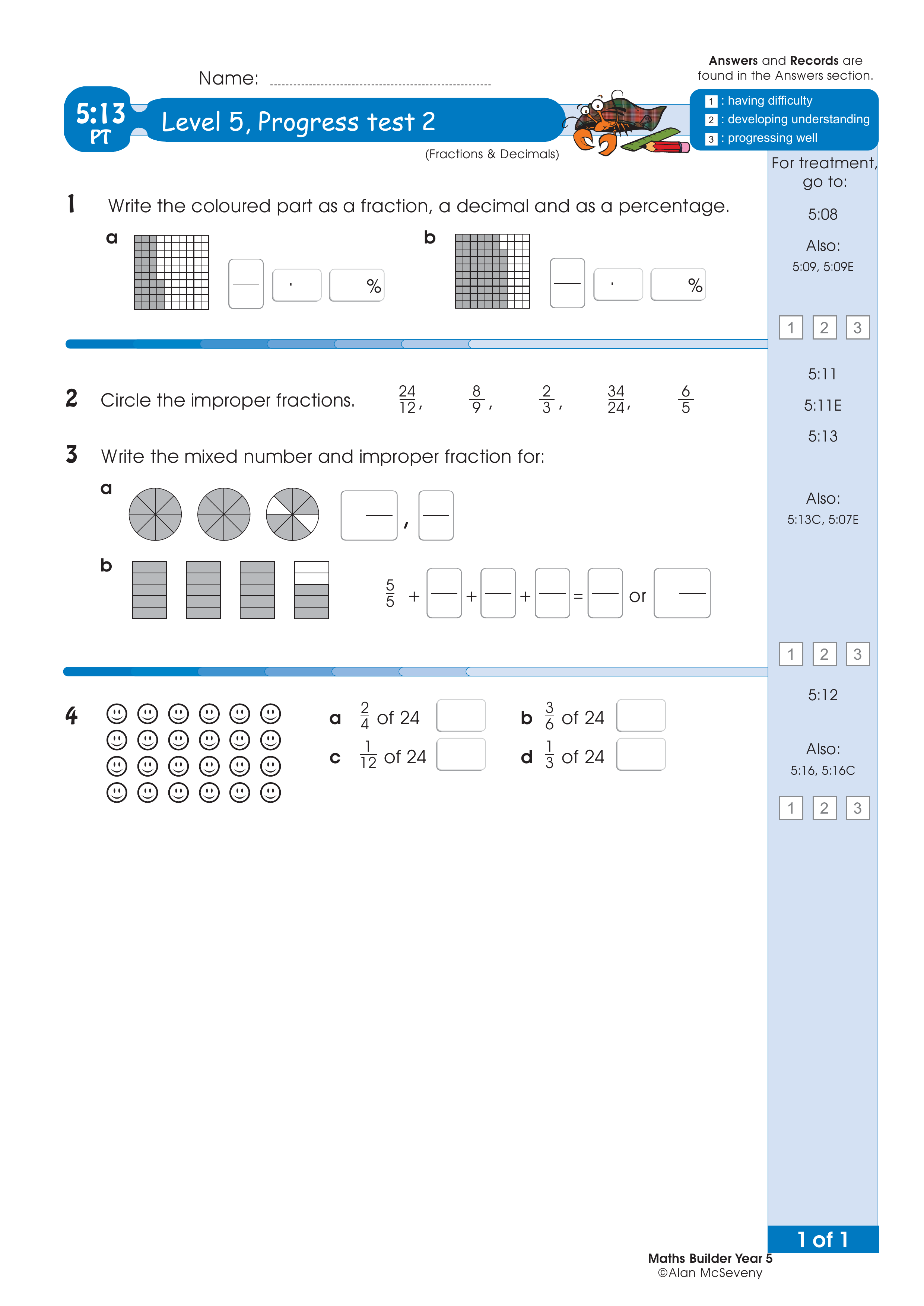 Progress test — worksheet preview