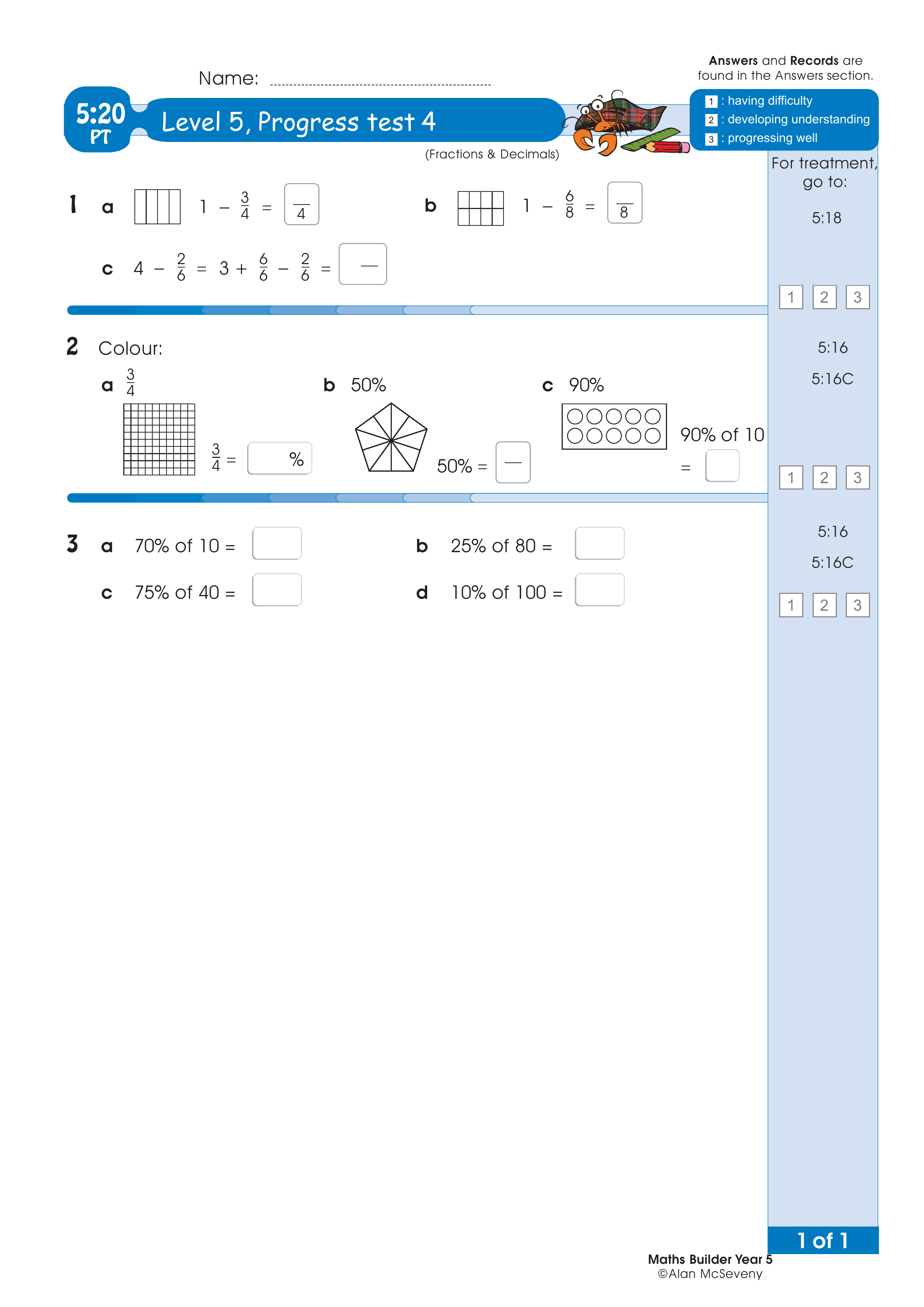 Progress test — worksheet preview