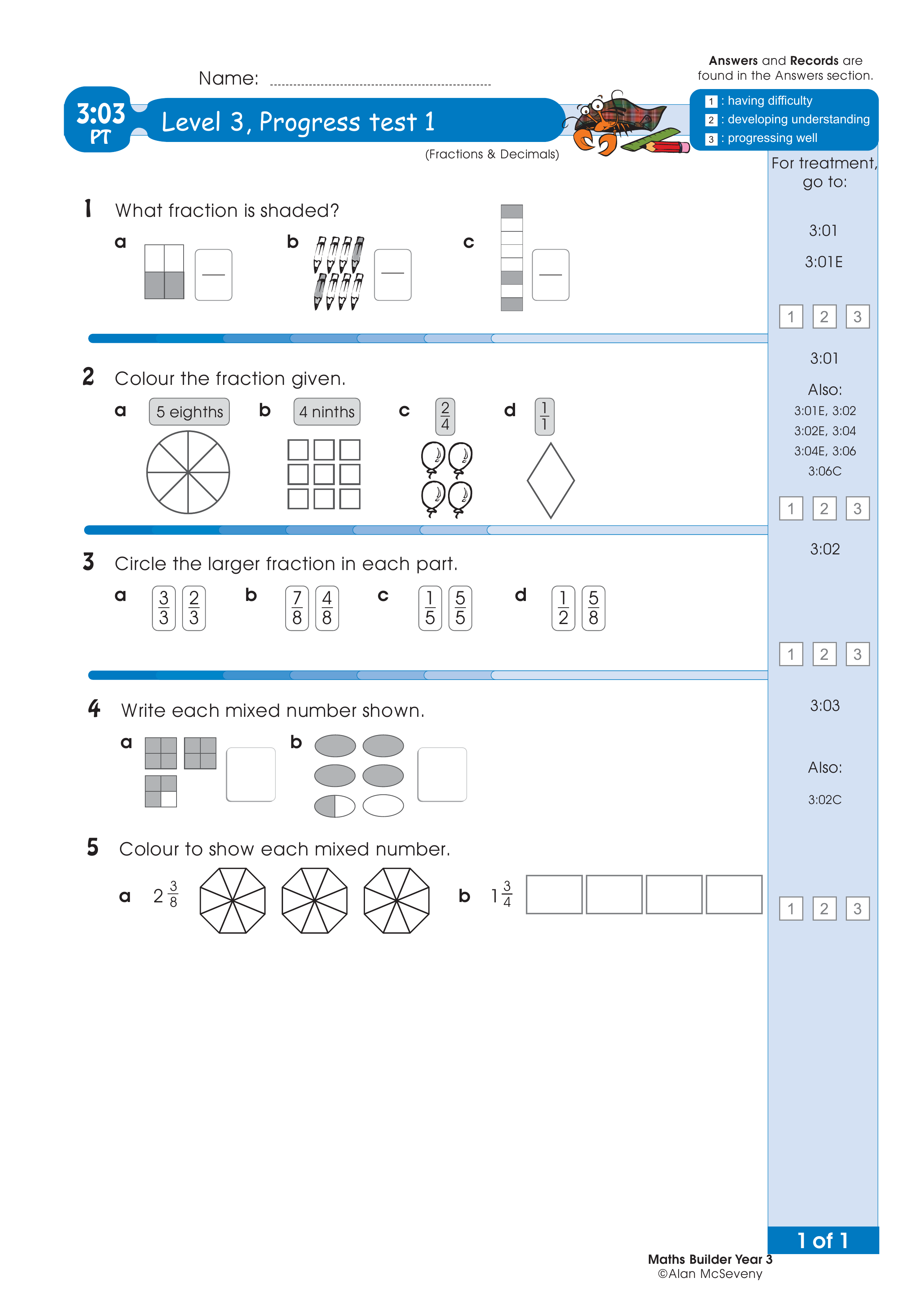 Progress test — worksheet preview