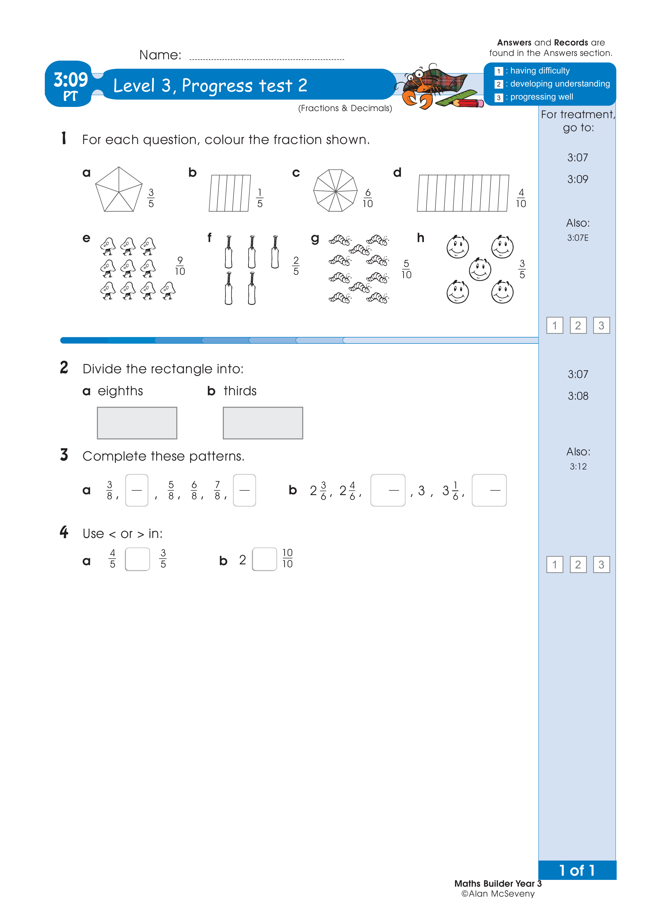 Progress test — worksheet preview