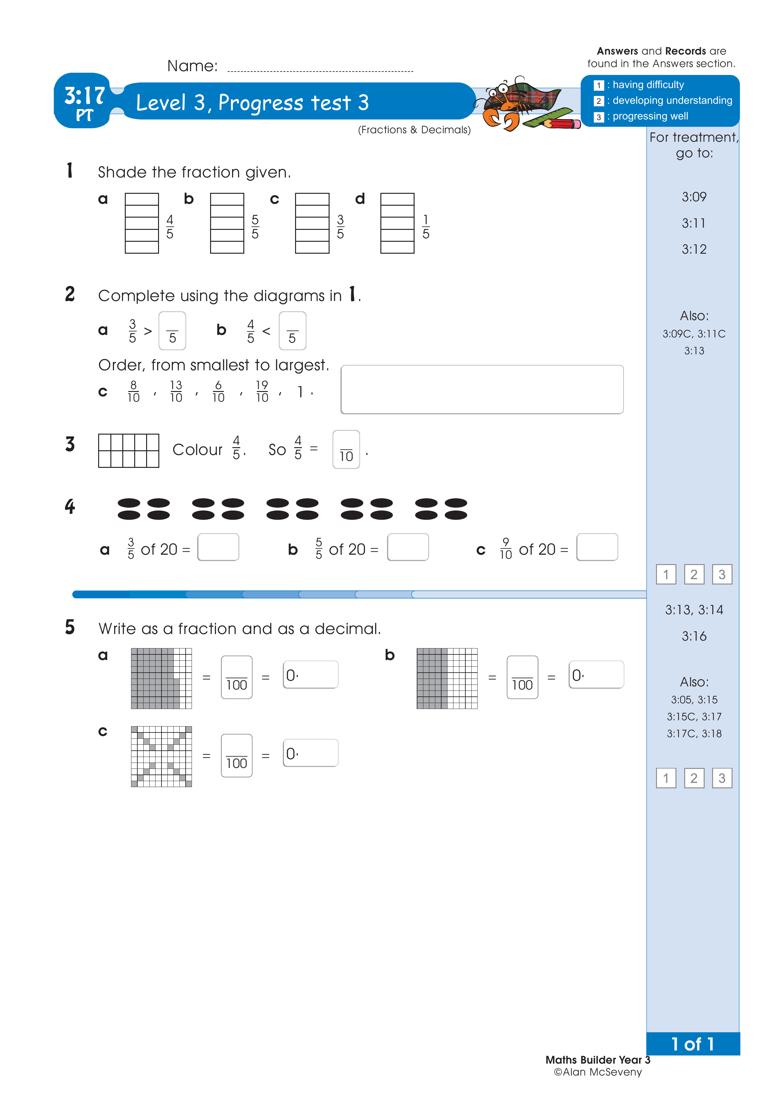 Progress test — worksheet preview