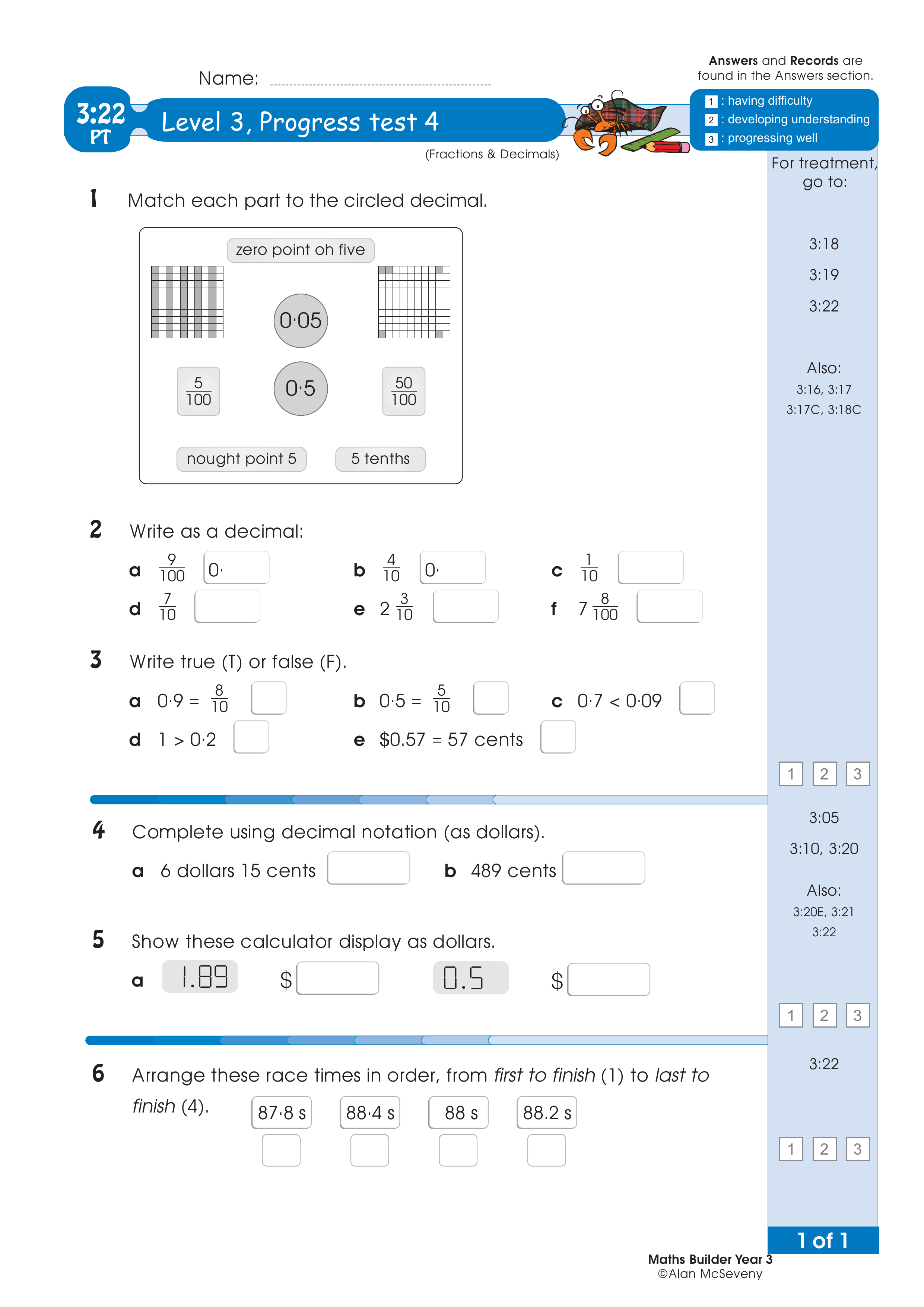 Progress test — worksheet preview