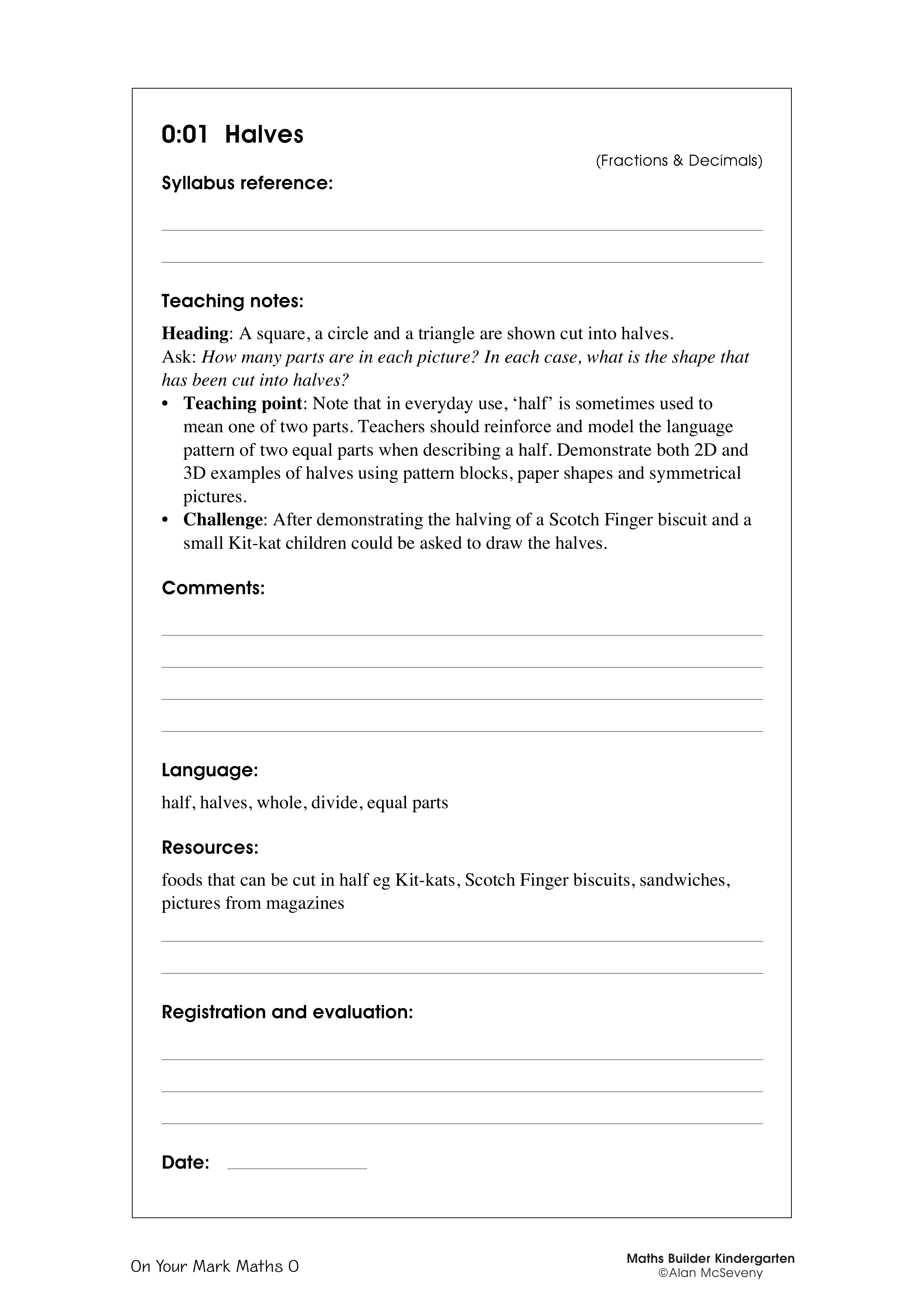 Halves — worksheet preview