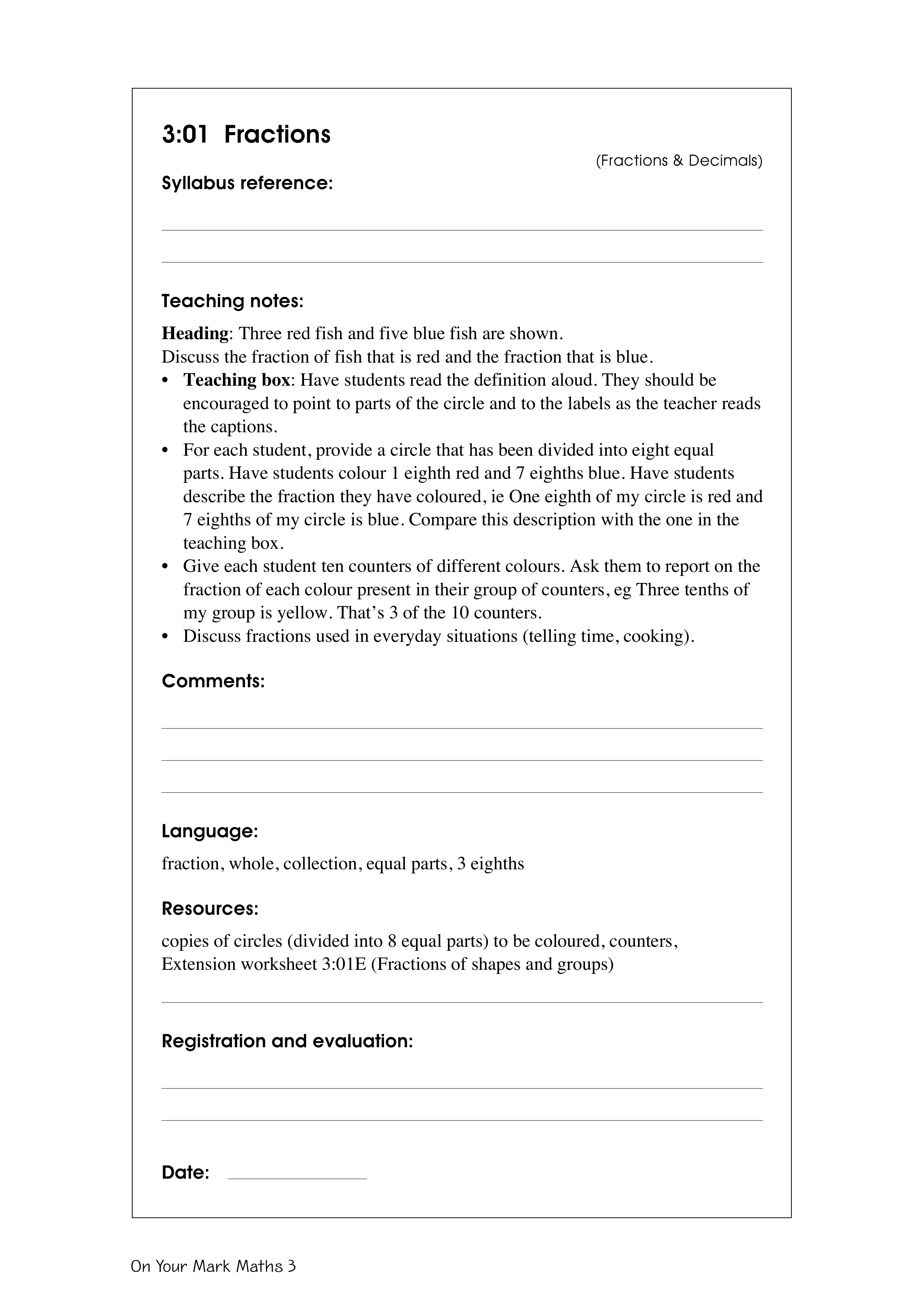 Fractions — worksheet preview