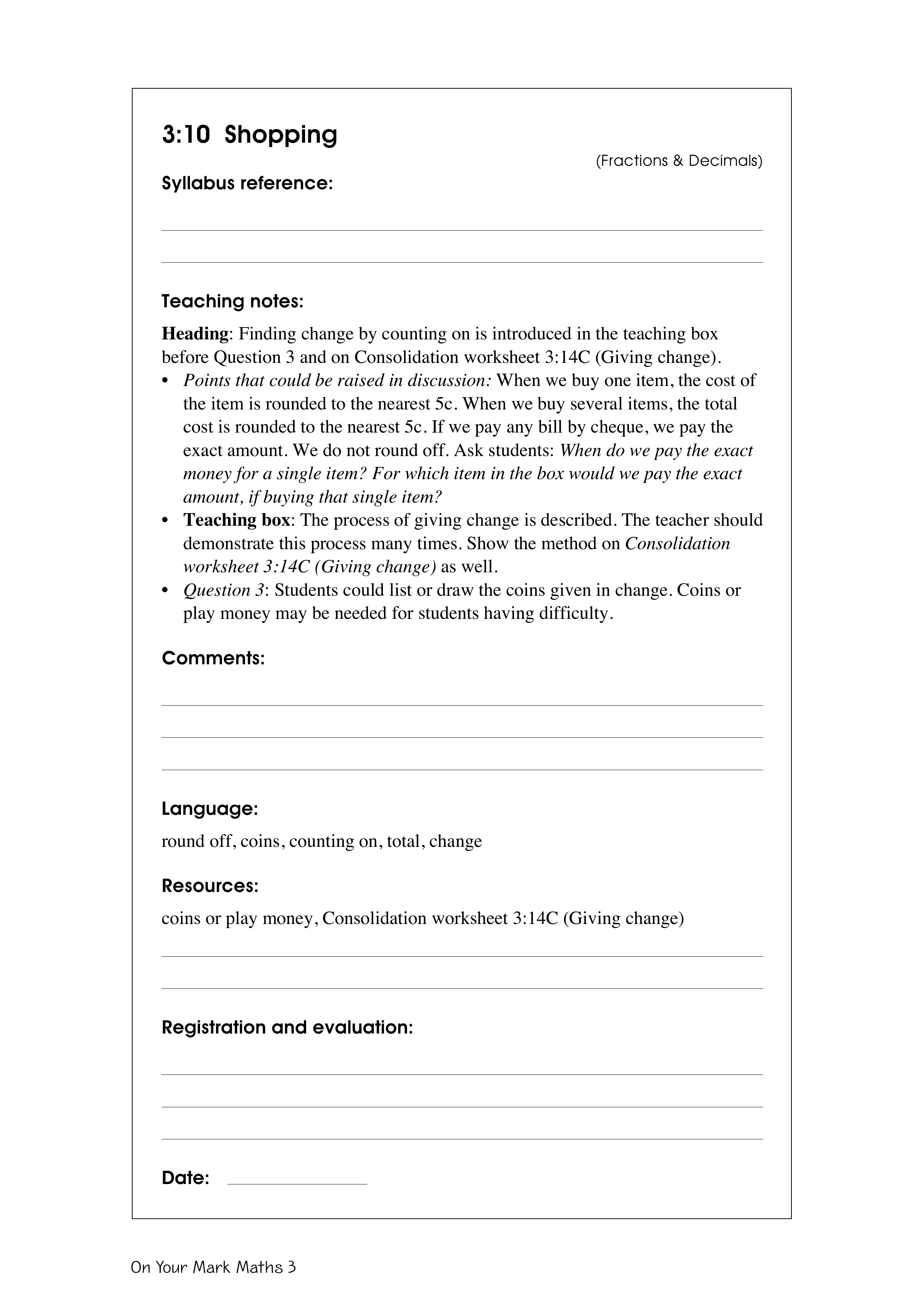 Shopping — worksheet preview