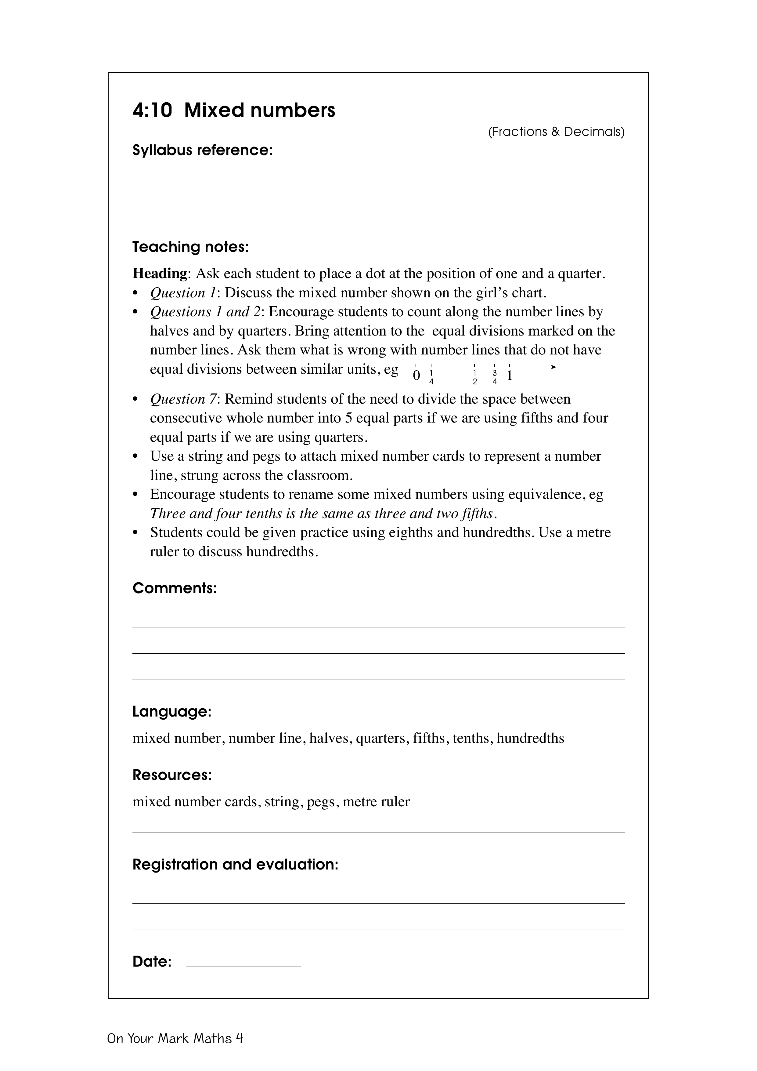 Mixed numbers — worksheet preview