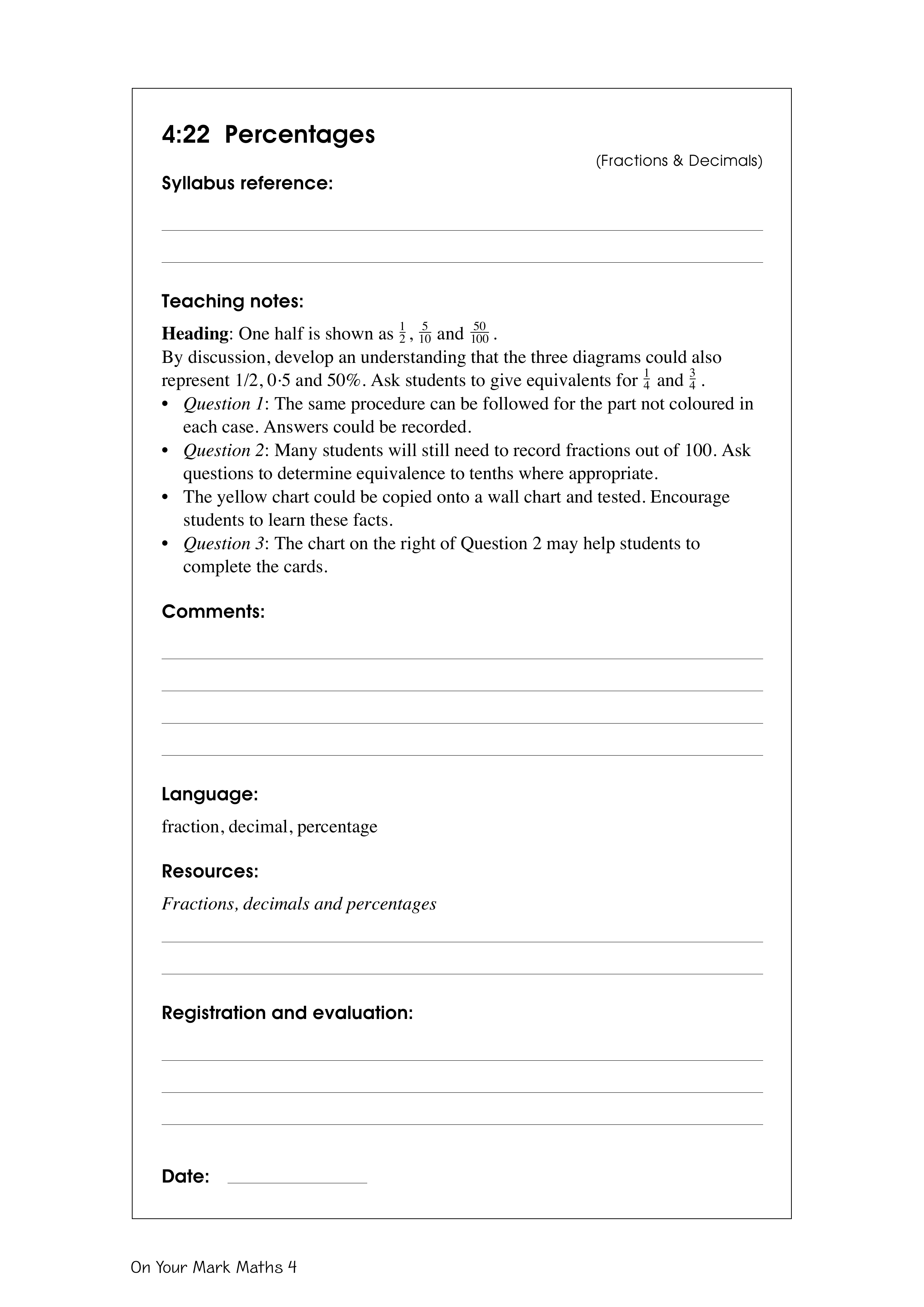 Percentages — worksheet preview