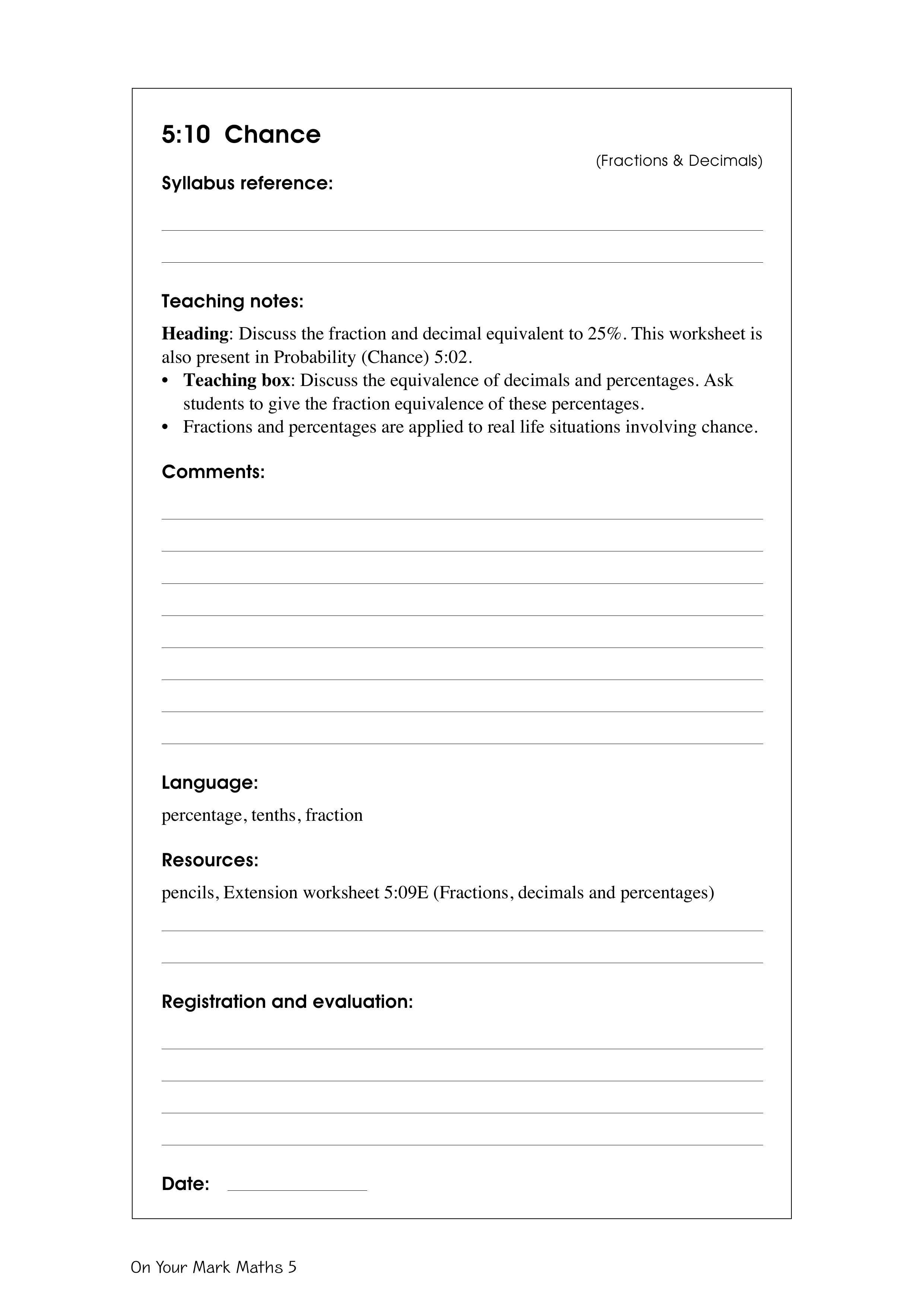 Chance — worksheet preview
