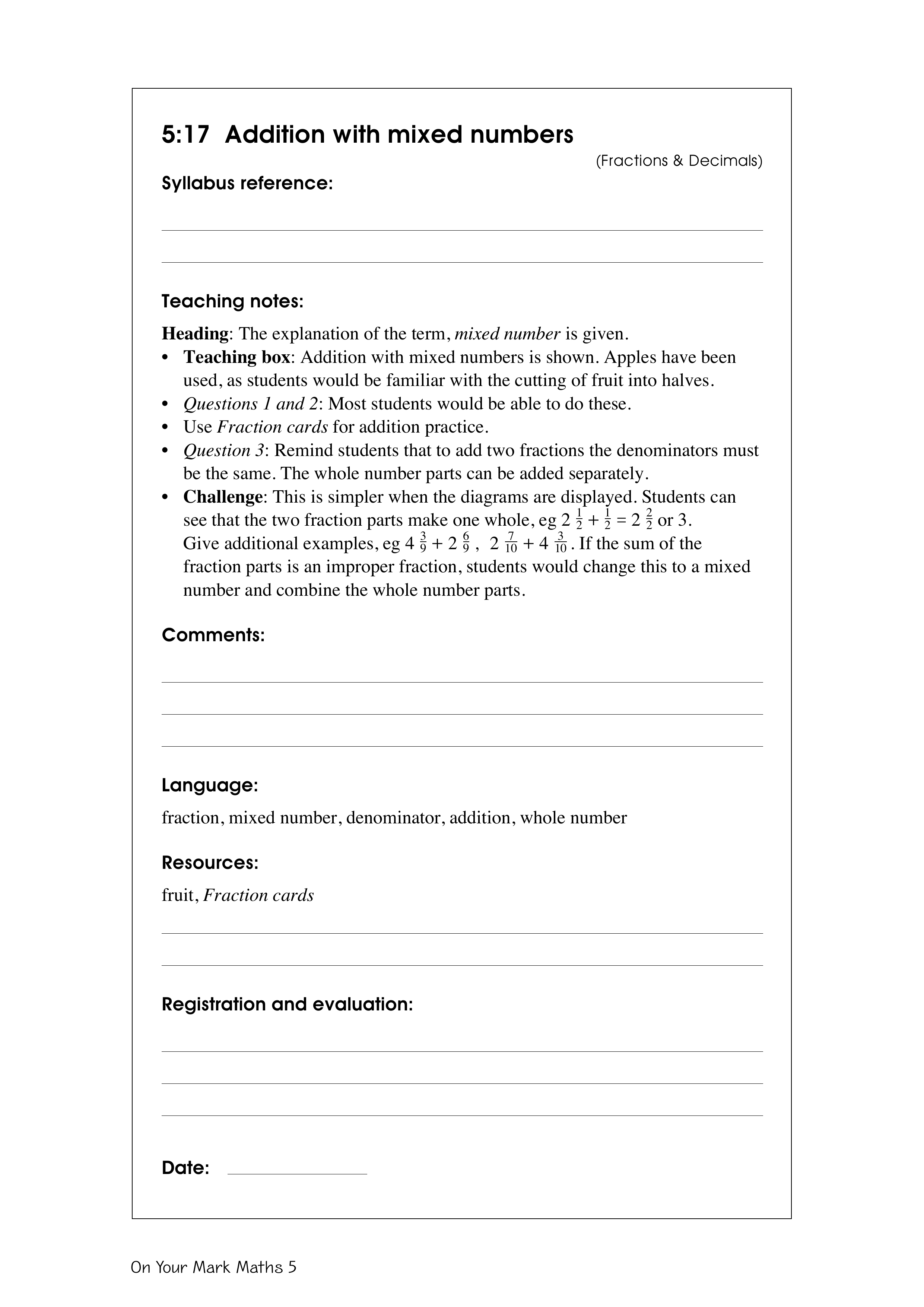 Addition with mixed numbers — worksheet preview