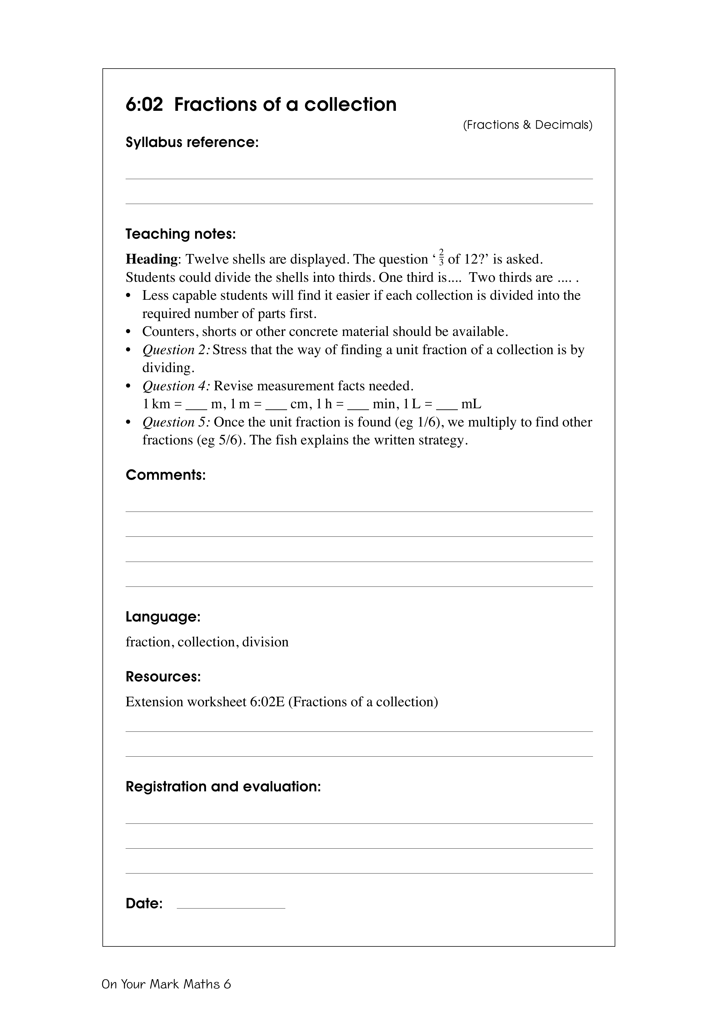 Fractions of a collection — worksheet preview