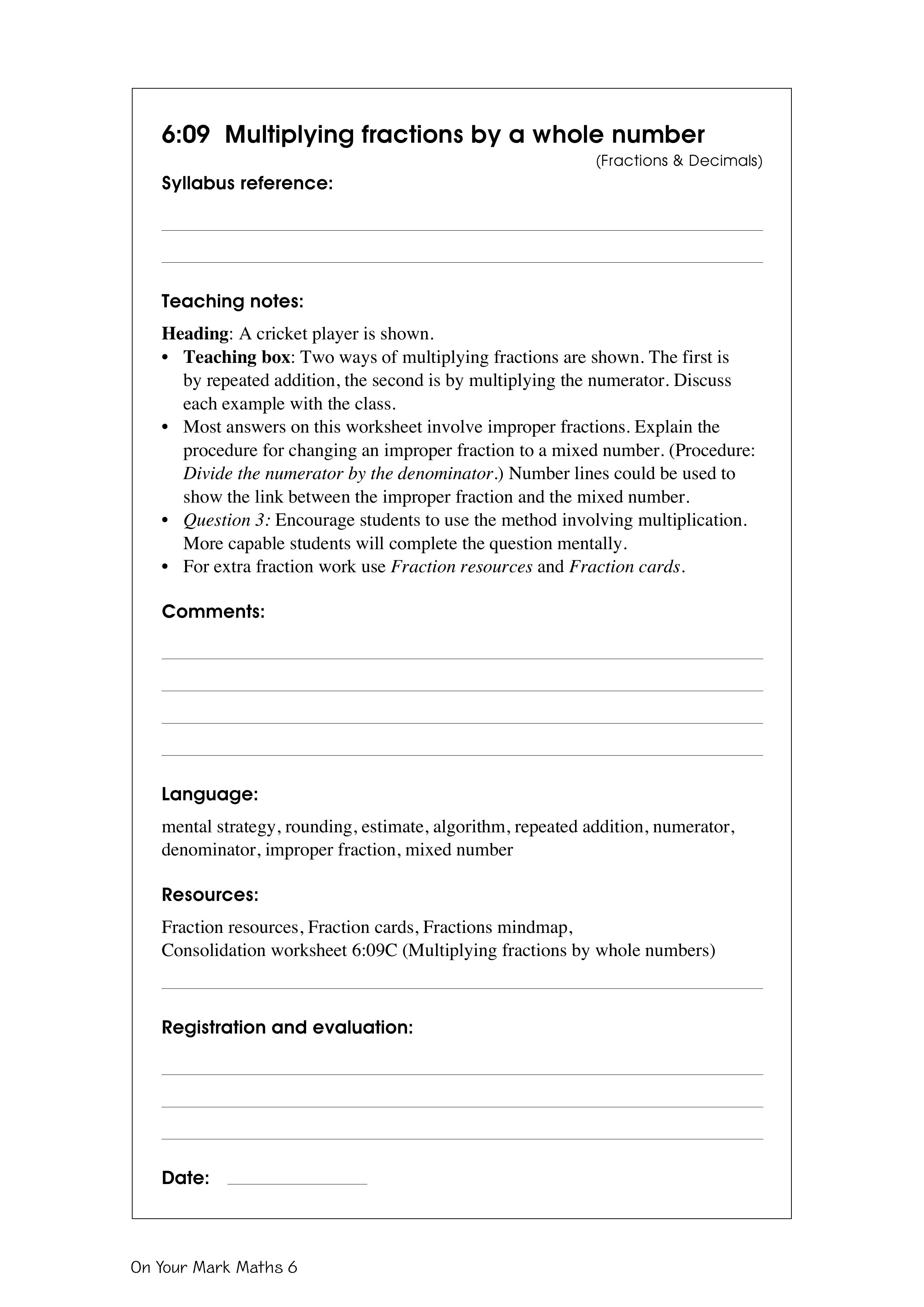 Multiplying fractions by a whole number — worksheet preview
