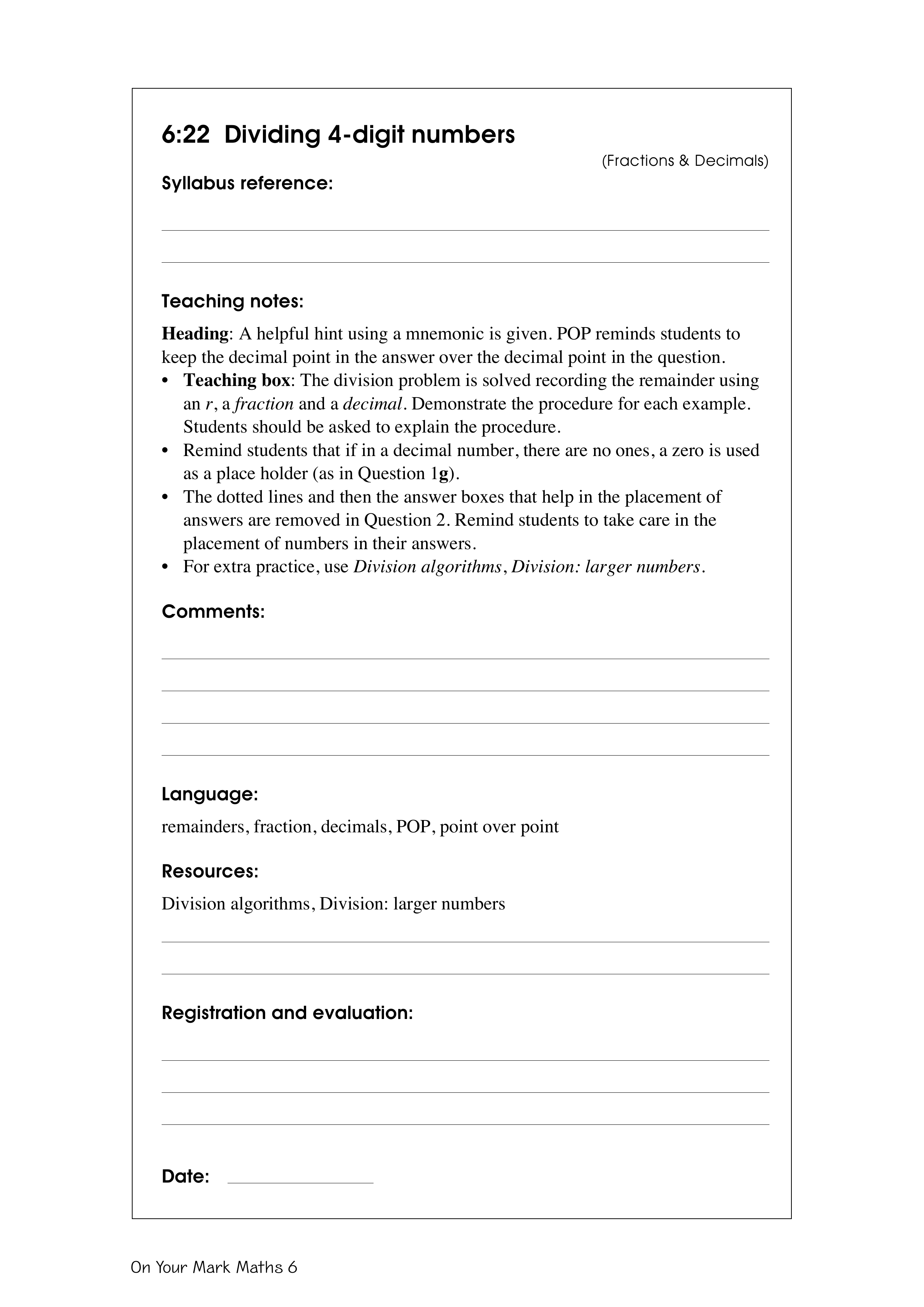 Dividing 4-digit numbers — worksheet preview