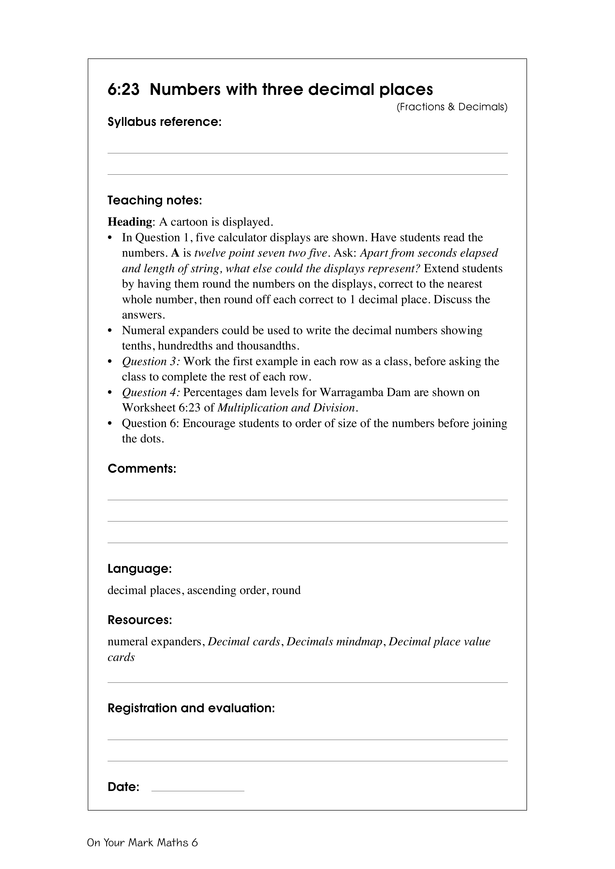 Numbers with three decimal places — worksheet preview