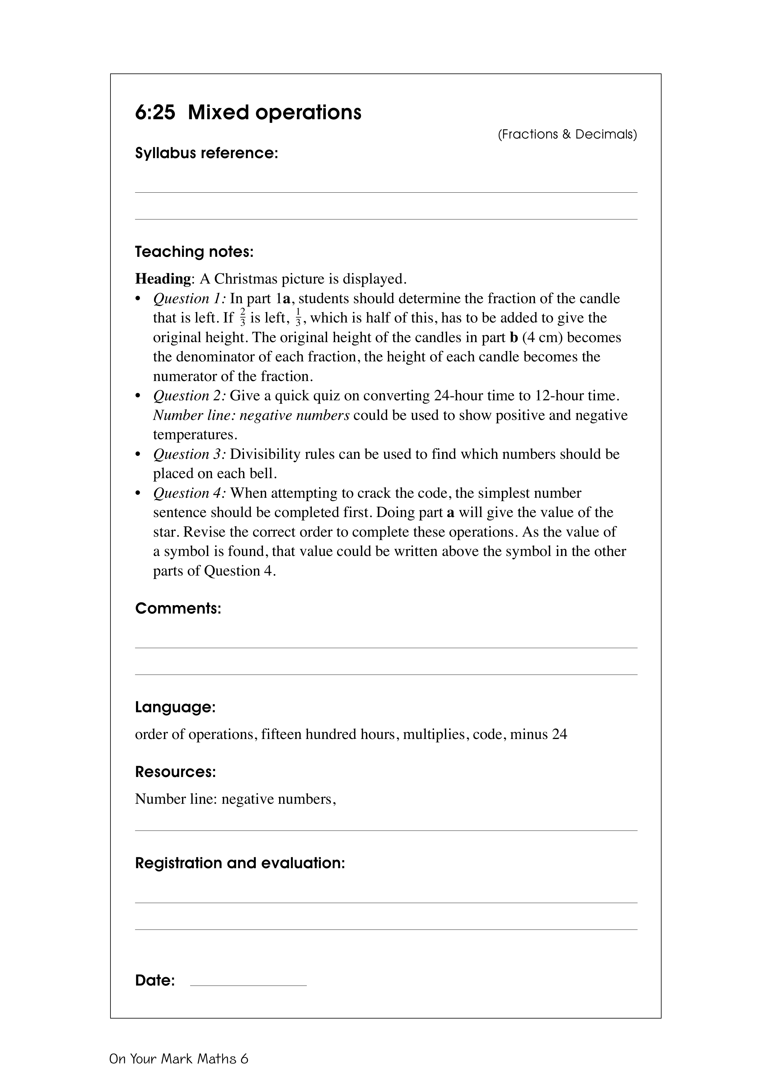 Mixed operations — worksheet preview