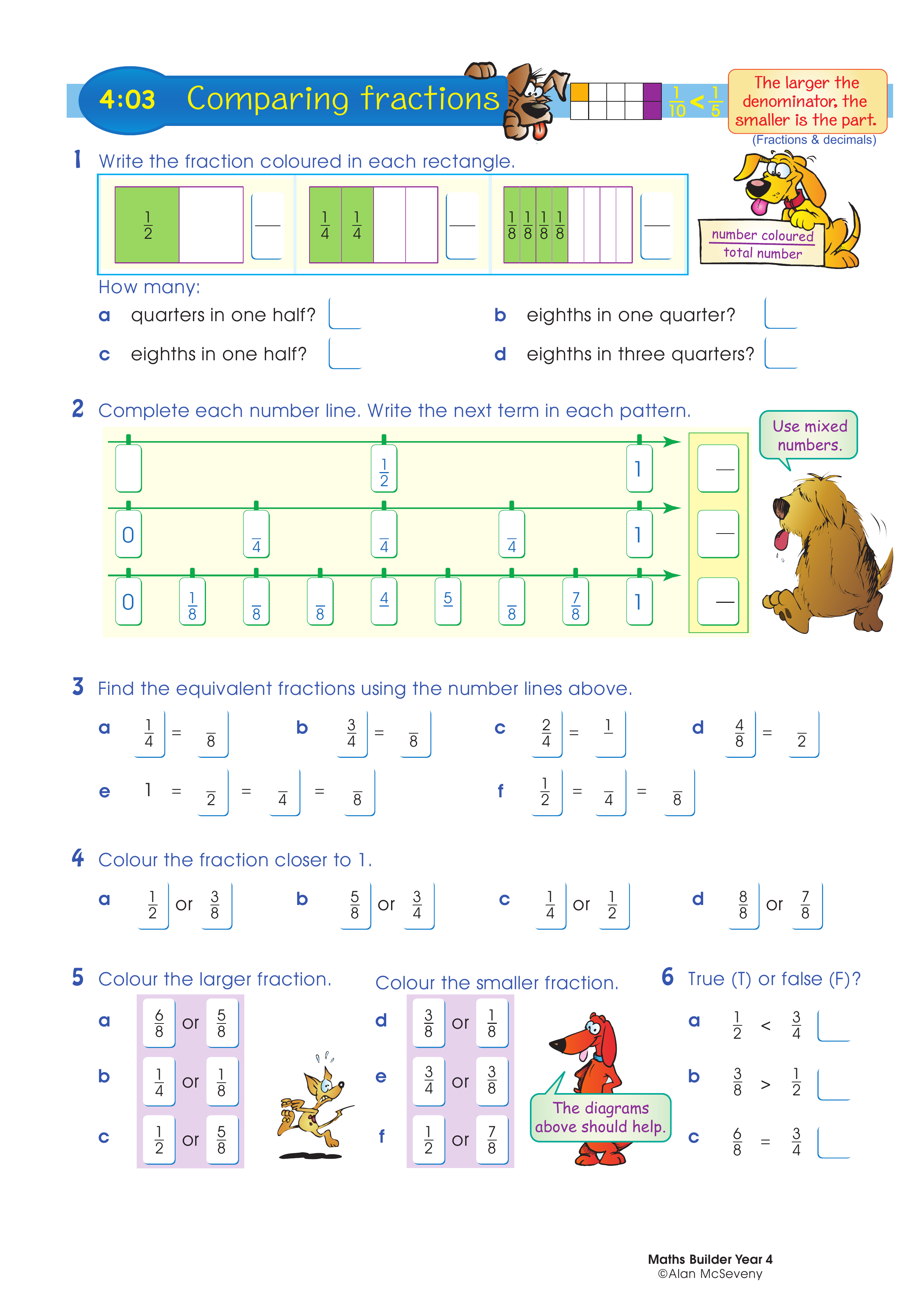 Comparing fractions — worksheet preview