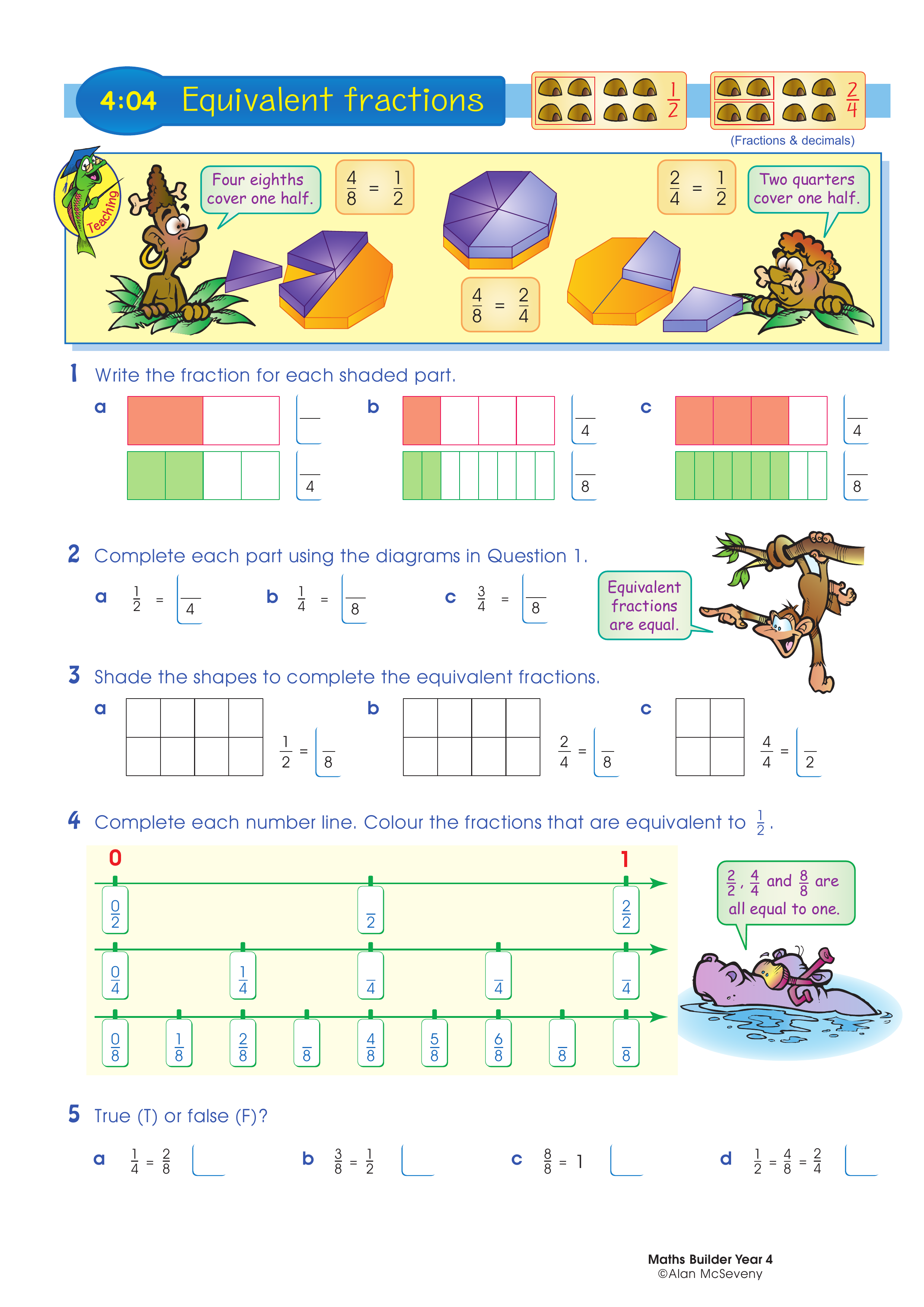 Equivalent fractions — worksheet preview