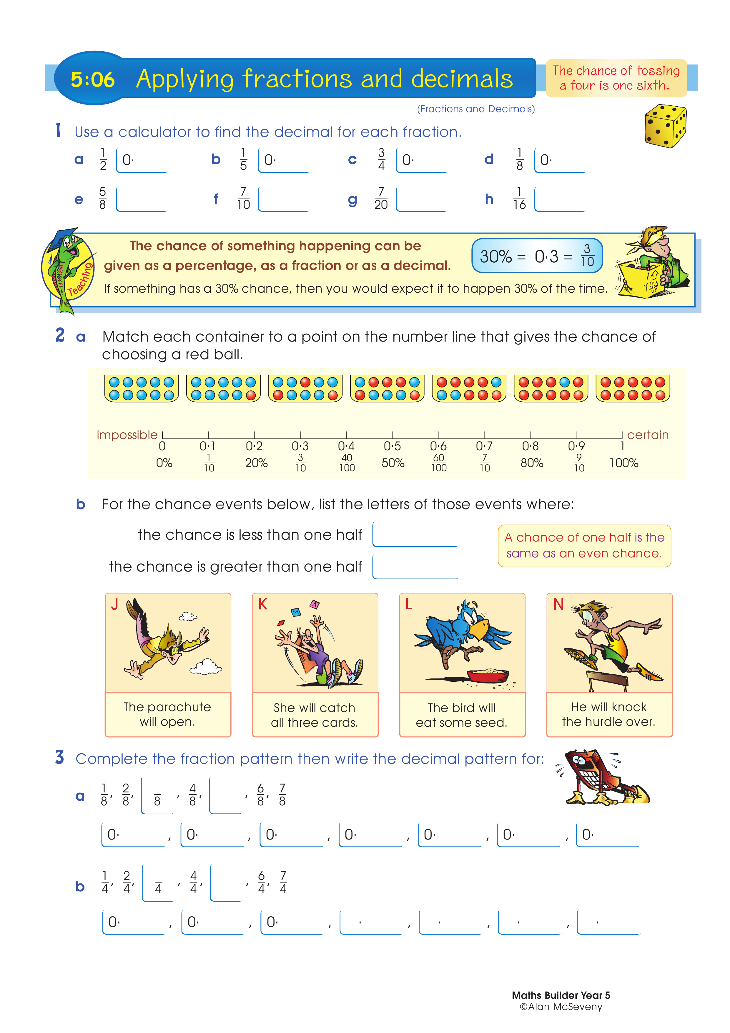 Applying fractions and decimals — worksheet preview