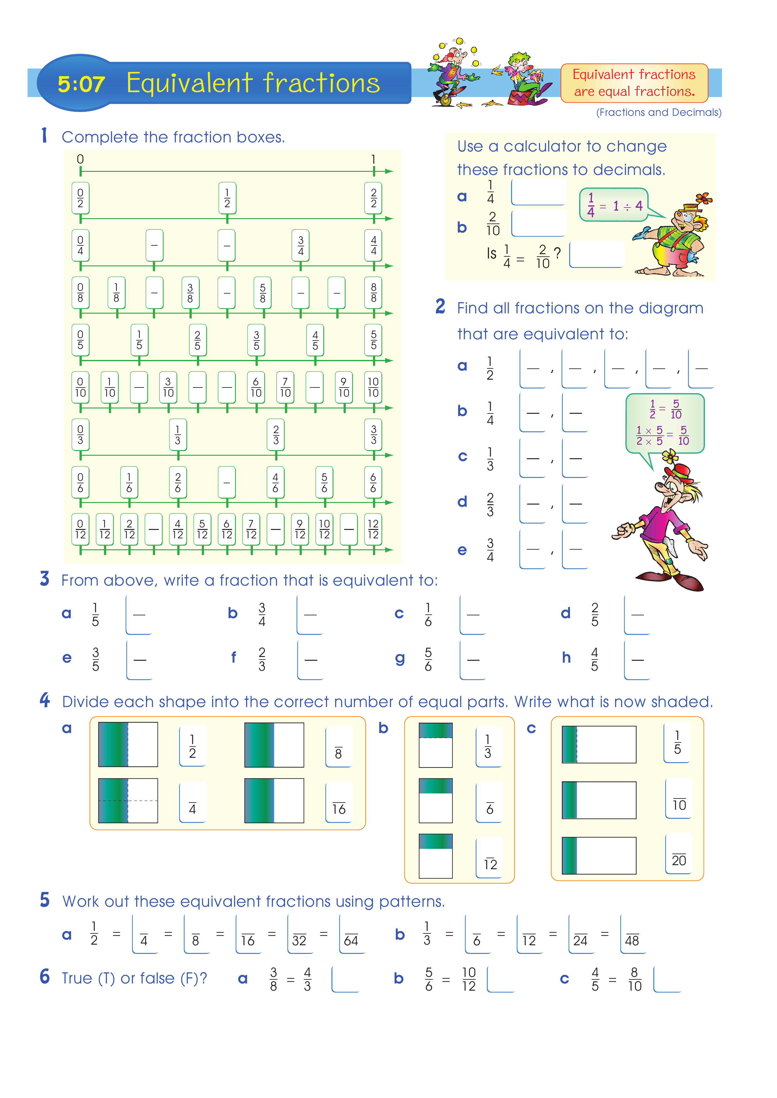Equivalent fractions — worksheet preview