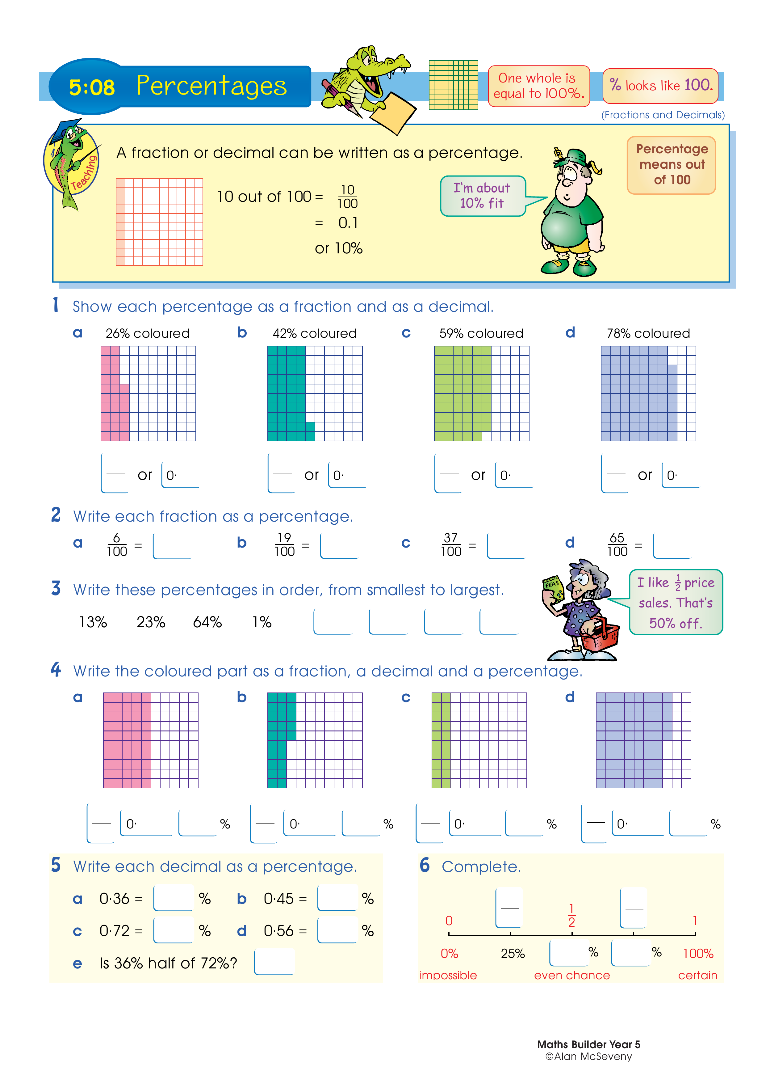 Percentages — worksheet preview