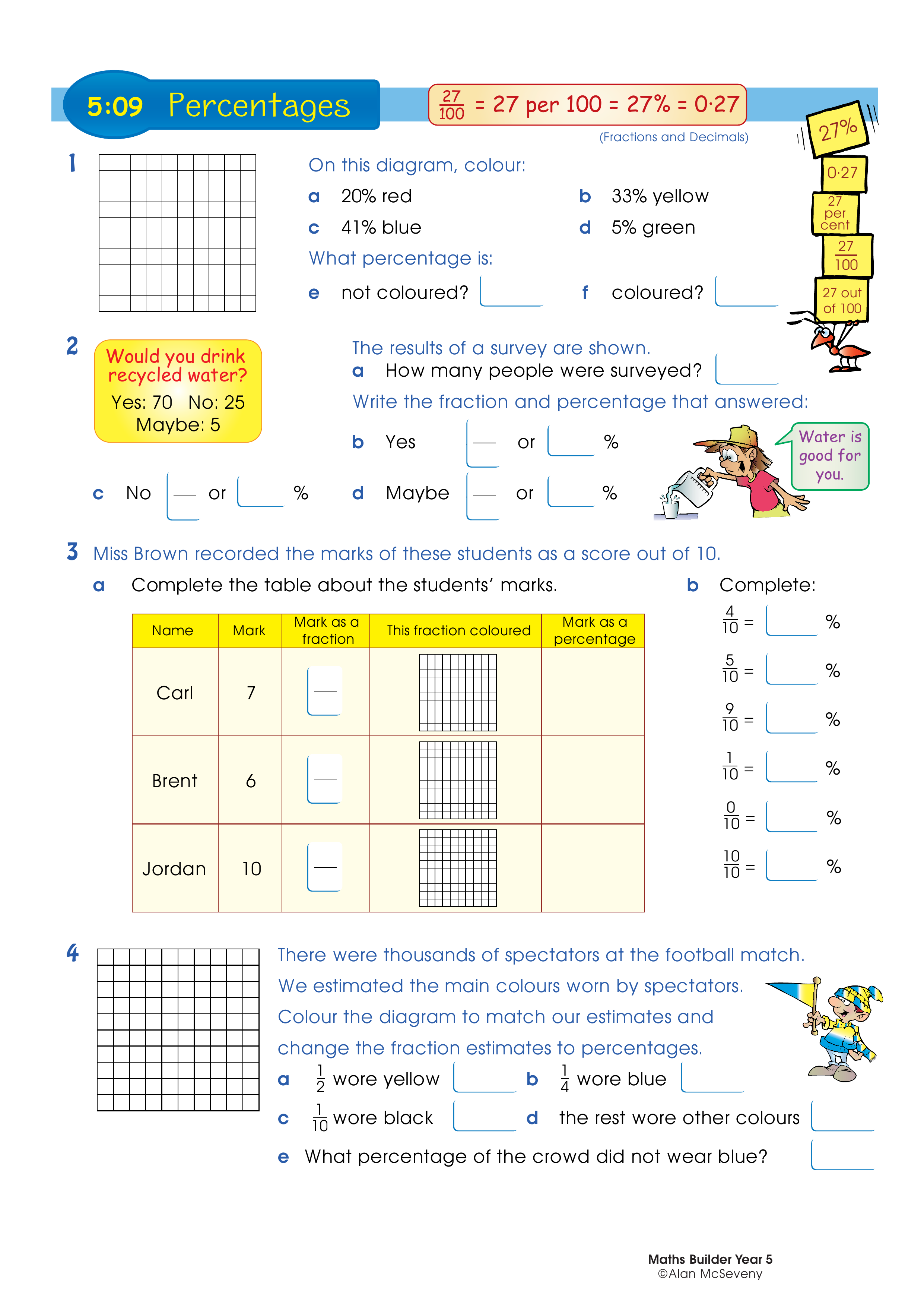 Percentages — worksheet preview