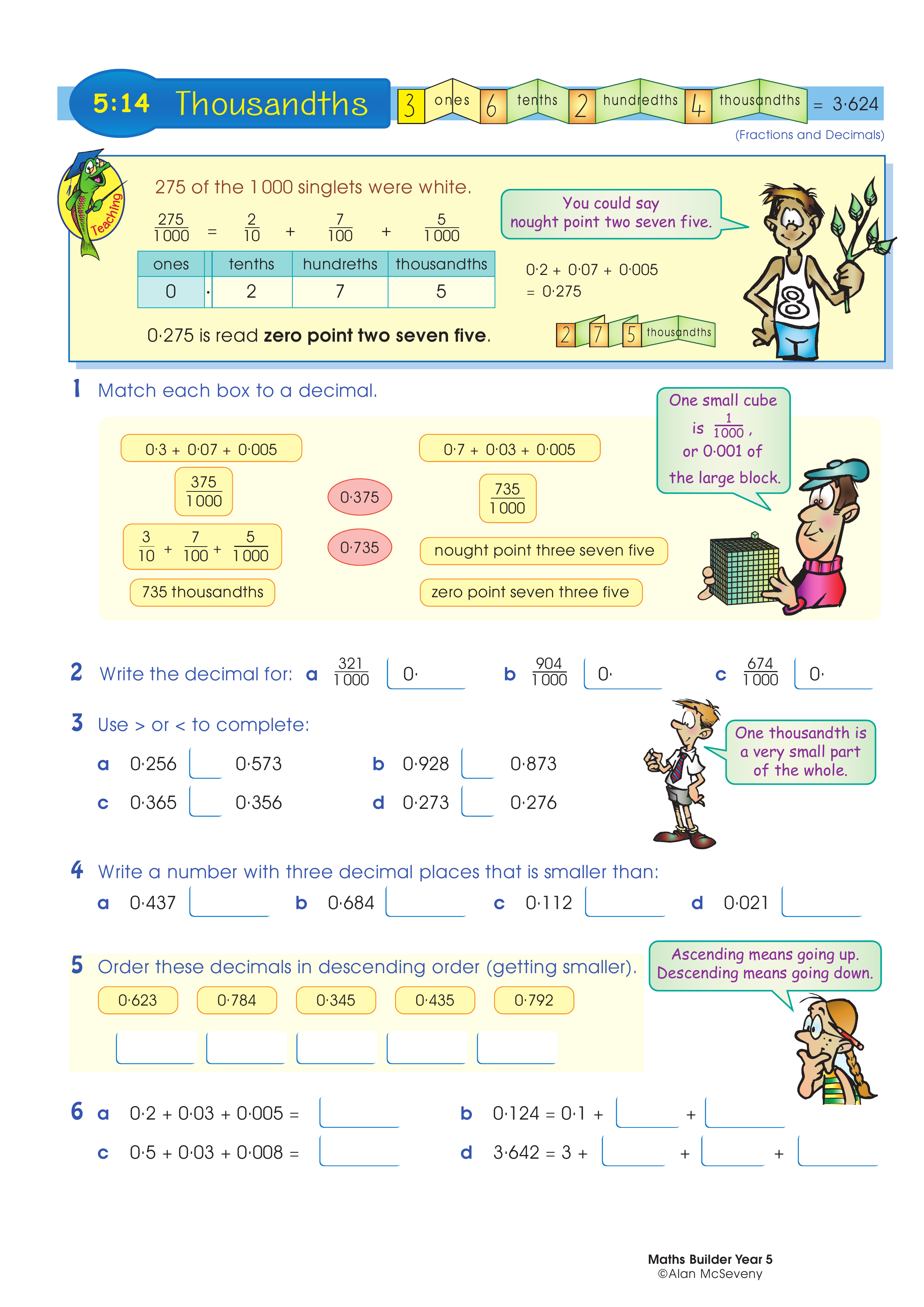 Thousandths — worksheet preview