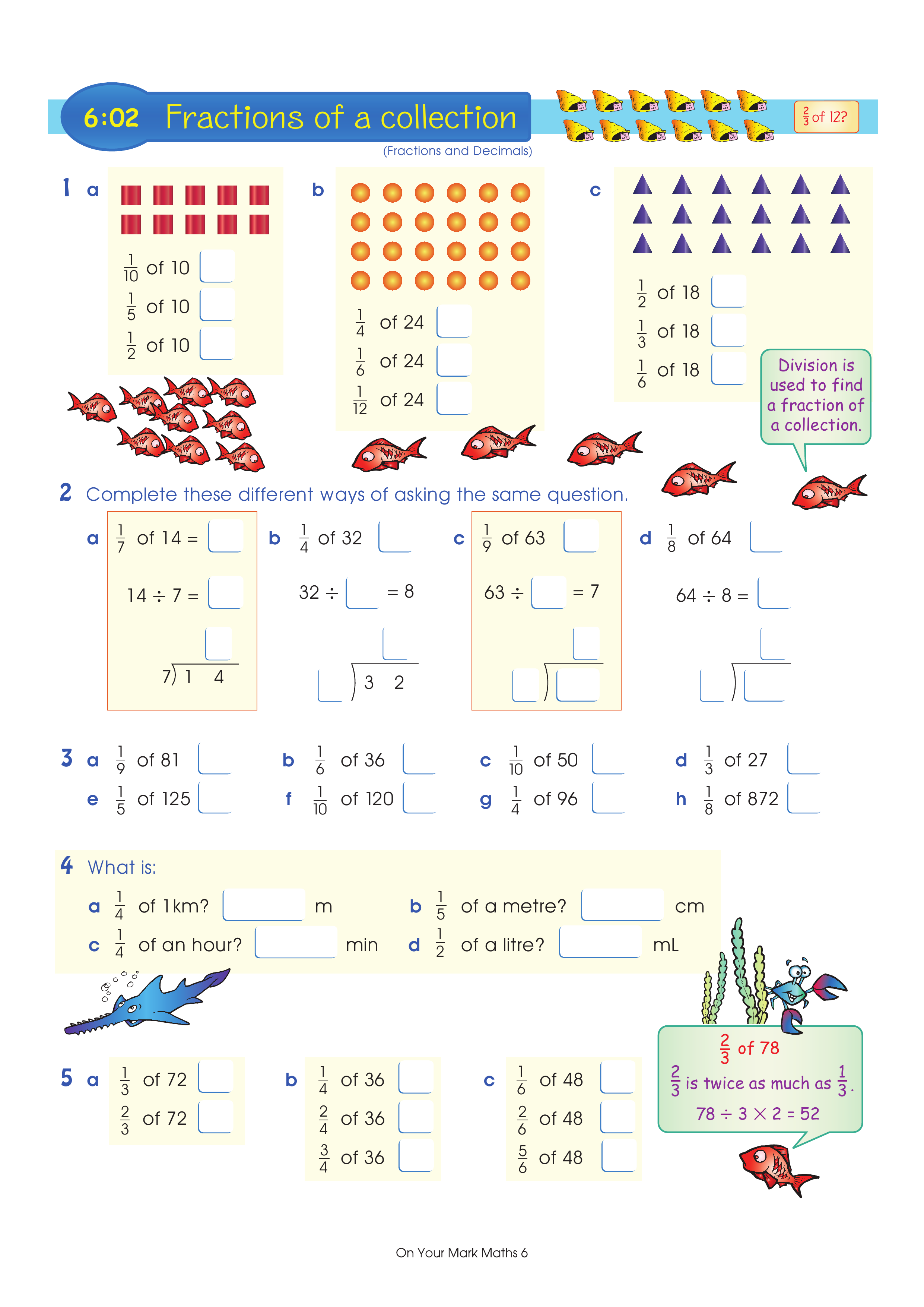 Fractions of a collection — worksheet preview