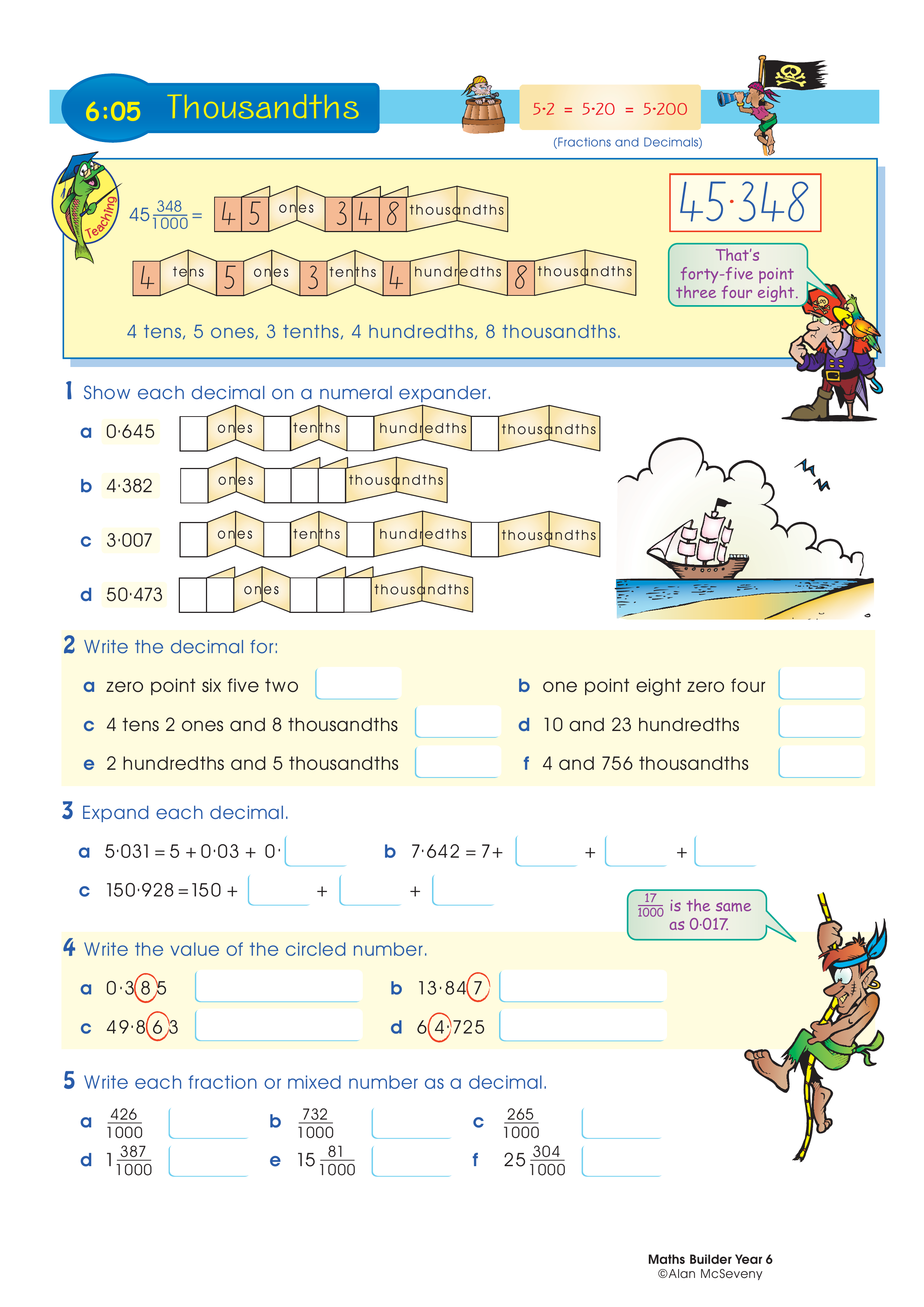 Thousandths — worksheet preview