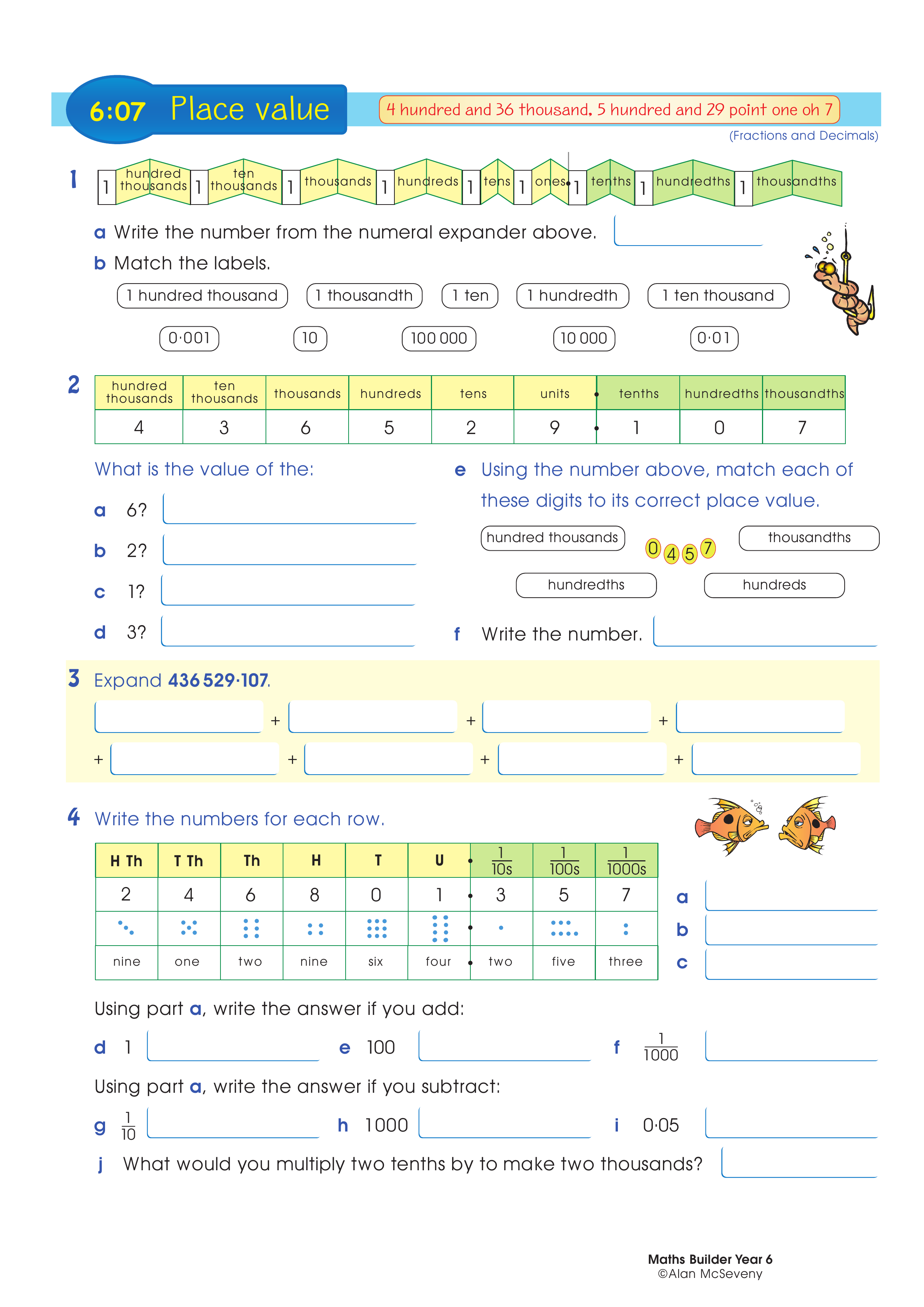 Place value — worksheet preview