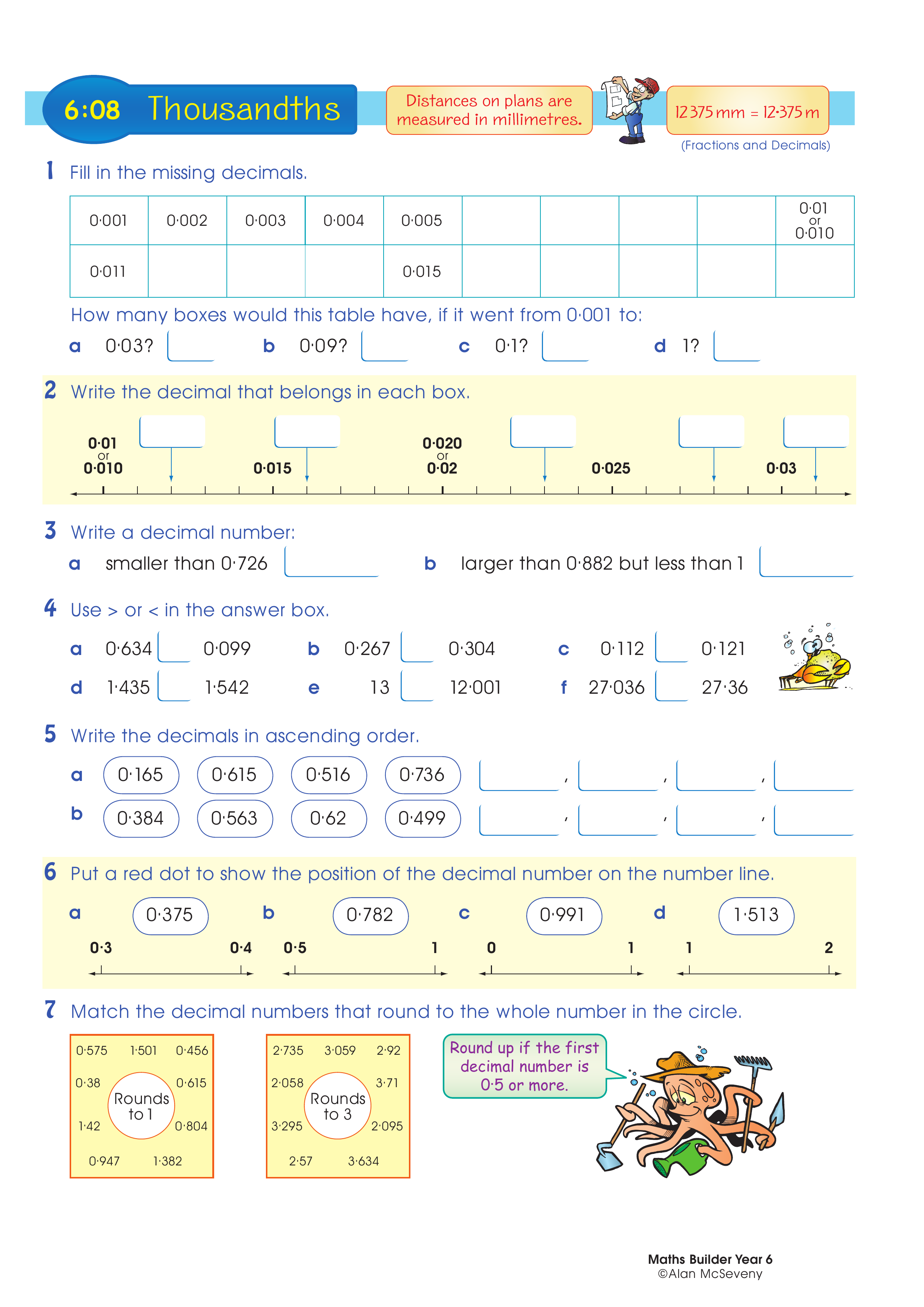 Thousandths — worksheet preview