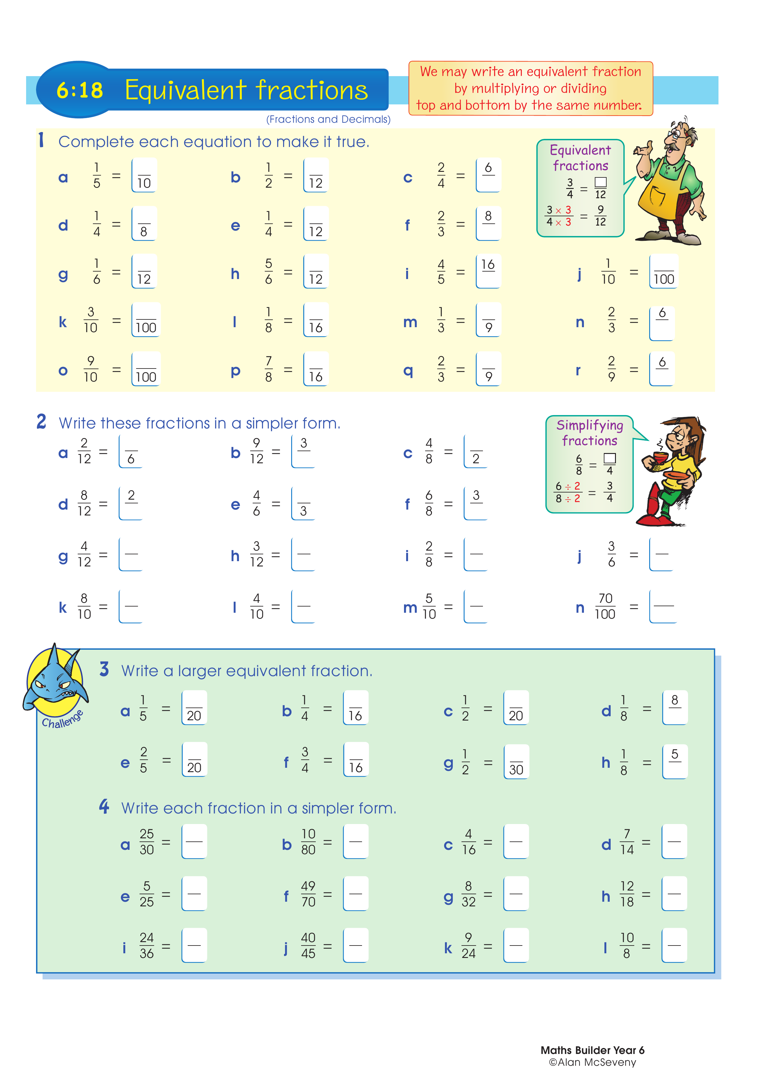 Equivalent fractions — worksheet preview
