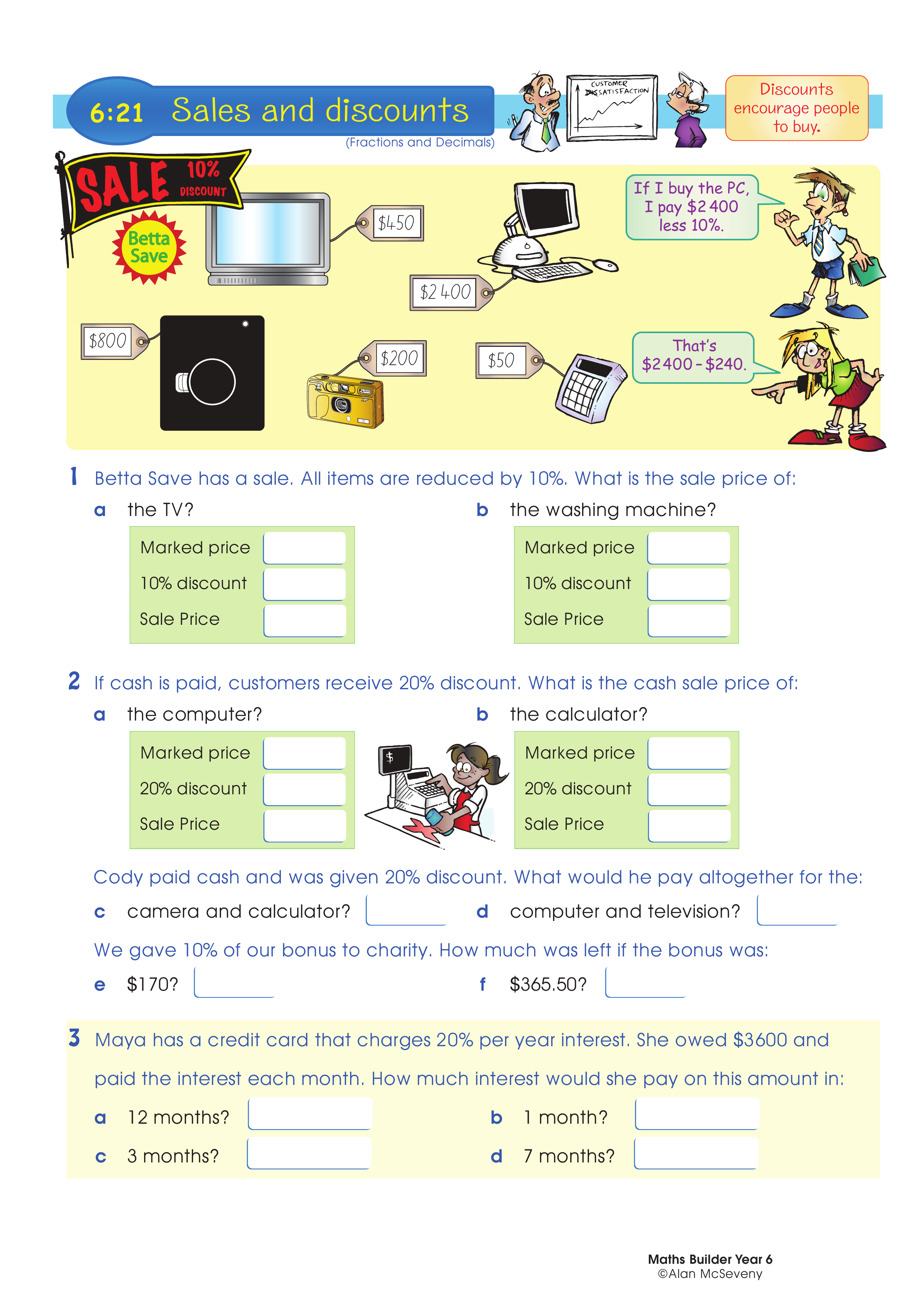 Sales and discounts — worksheet preview