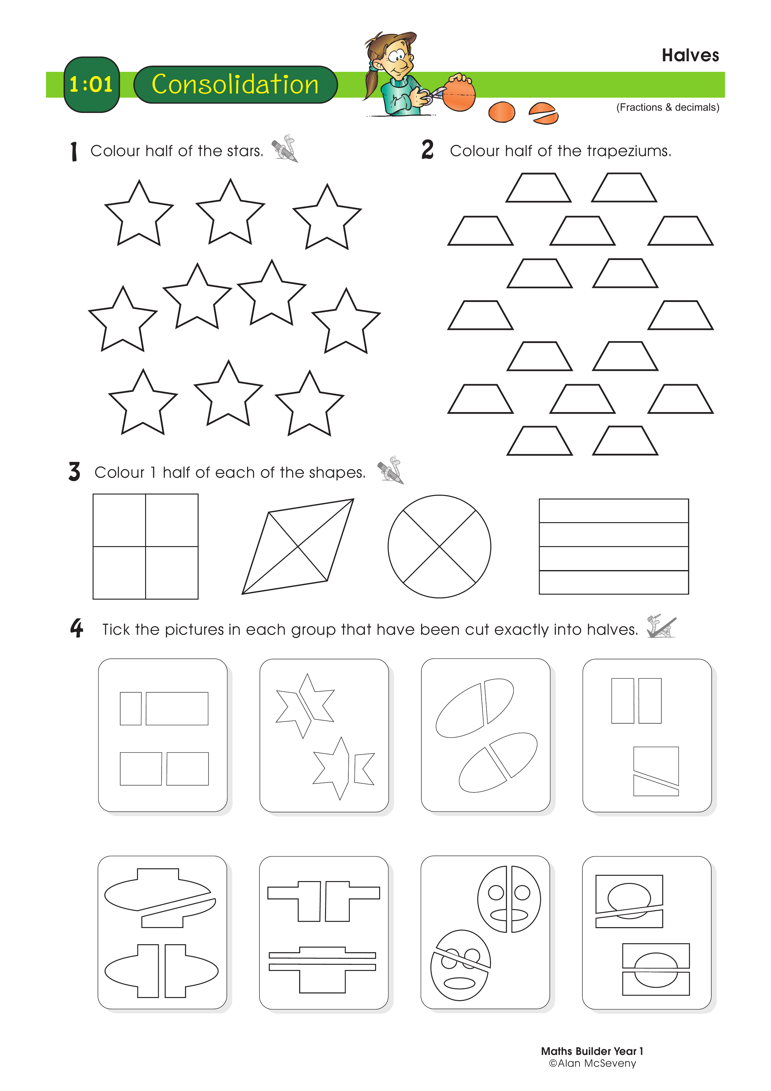 Halves — worksheet preview