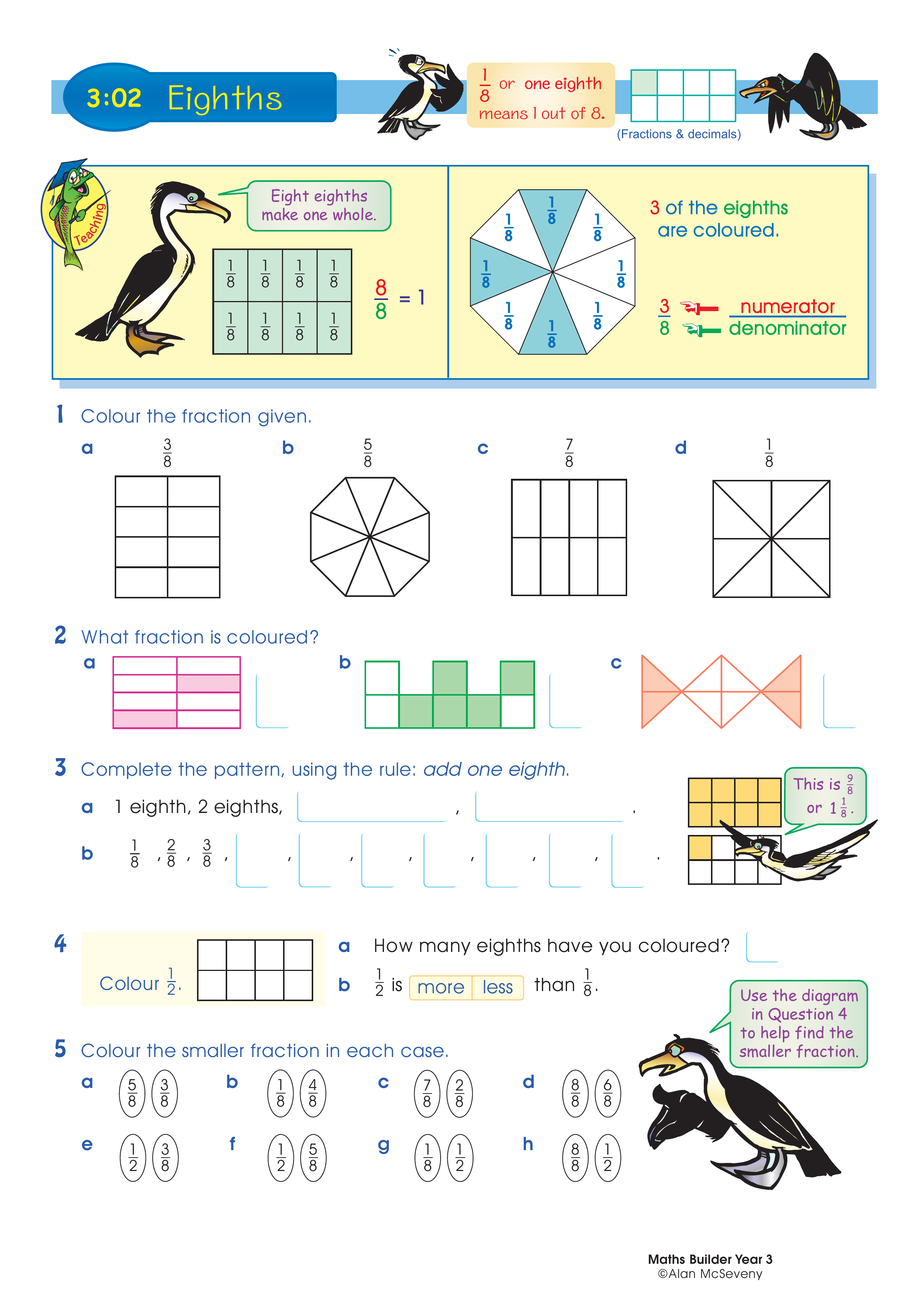 Eighths — worksheet preview