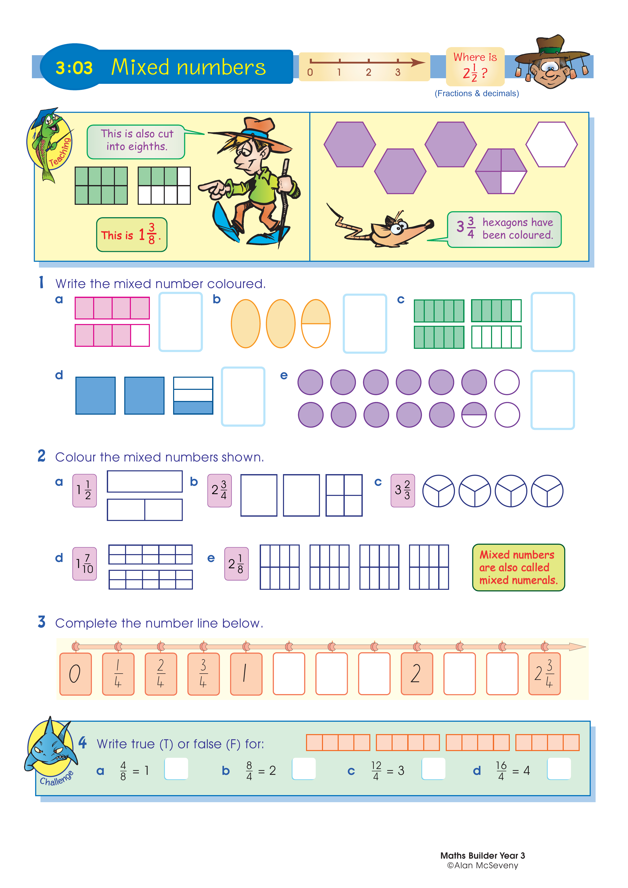 Mixed numbers — worksheet preview