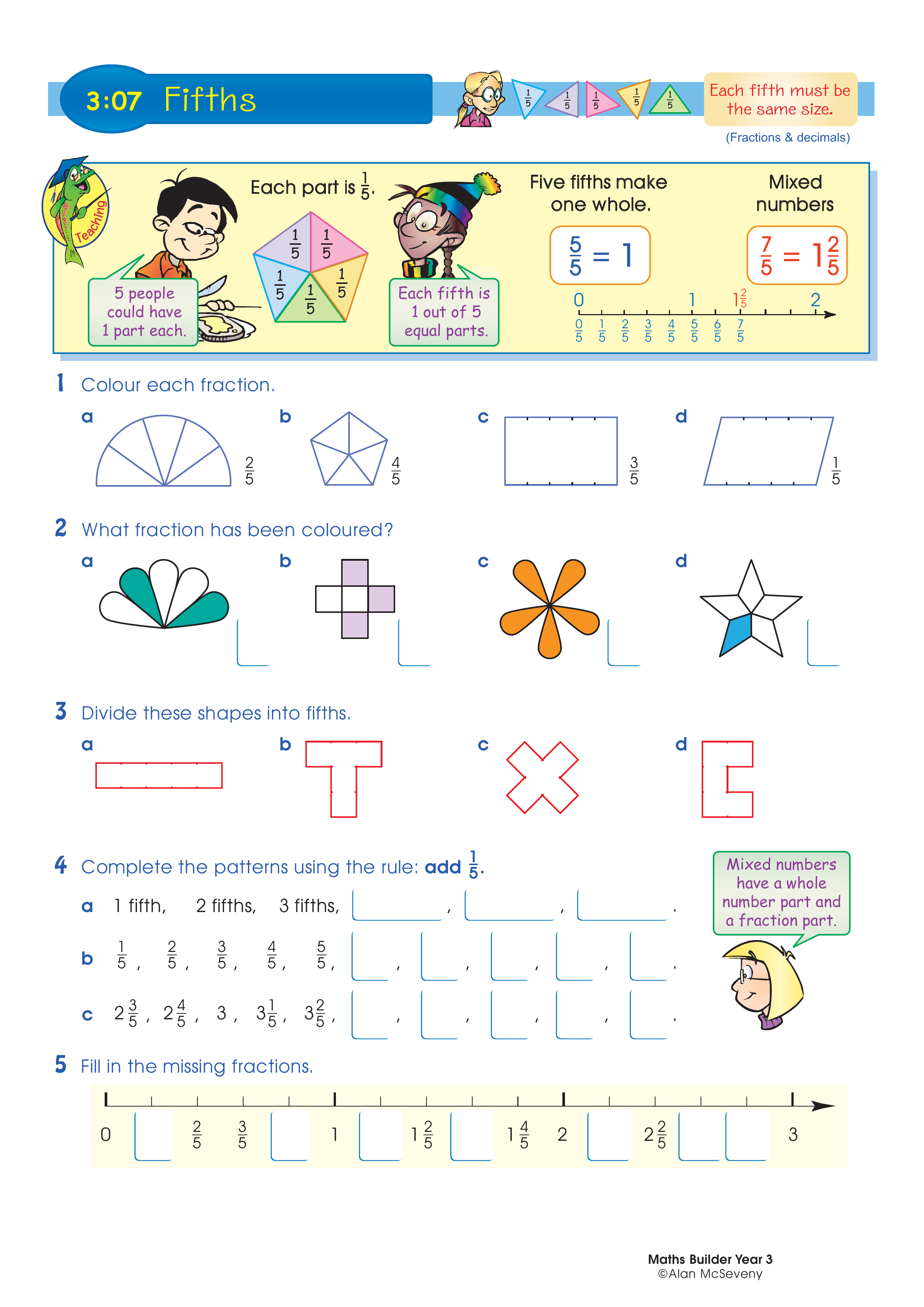 Fifths — worksheet preview